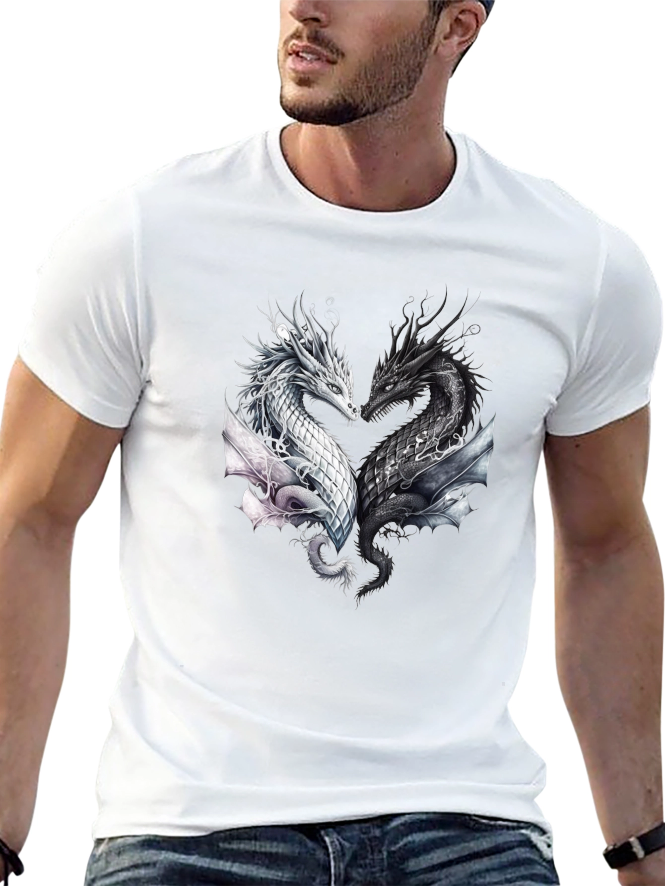 Yin Yang Dragons Black T-Shirt