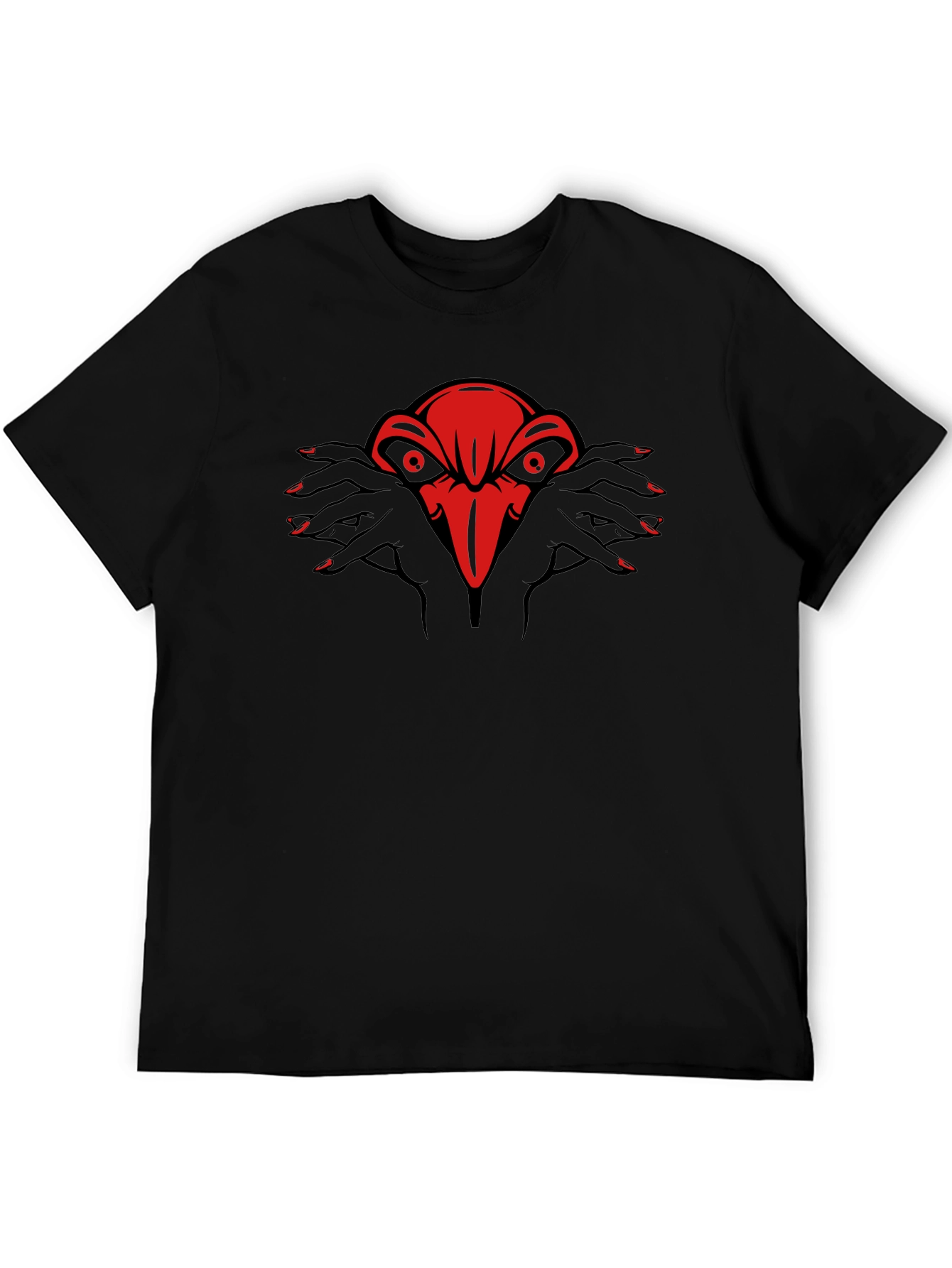 Red Raven Hands Graphic Black Tee