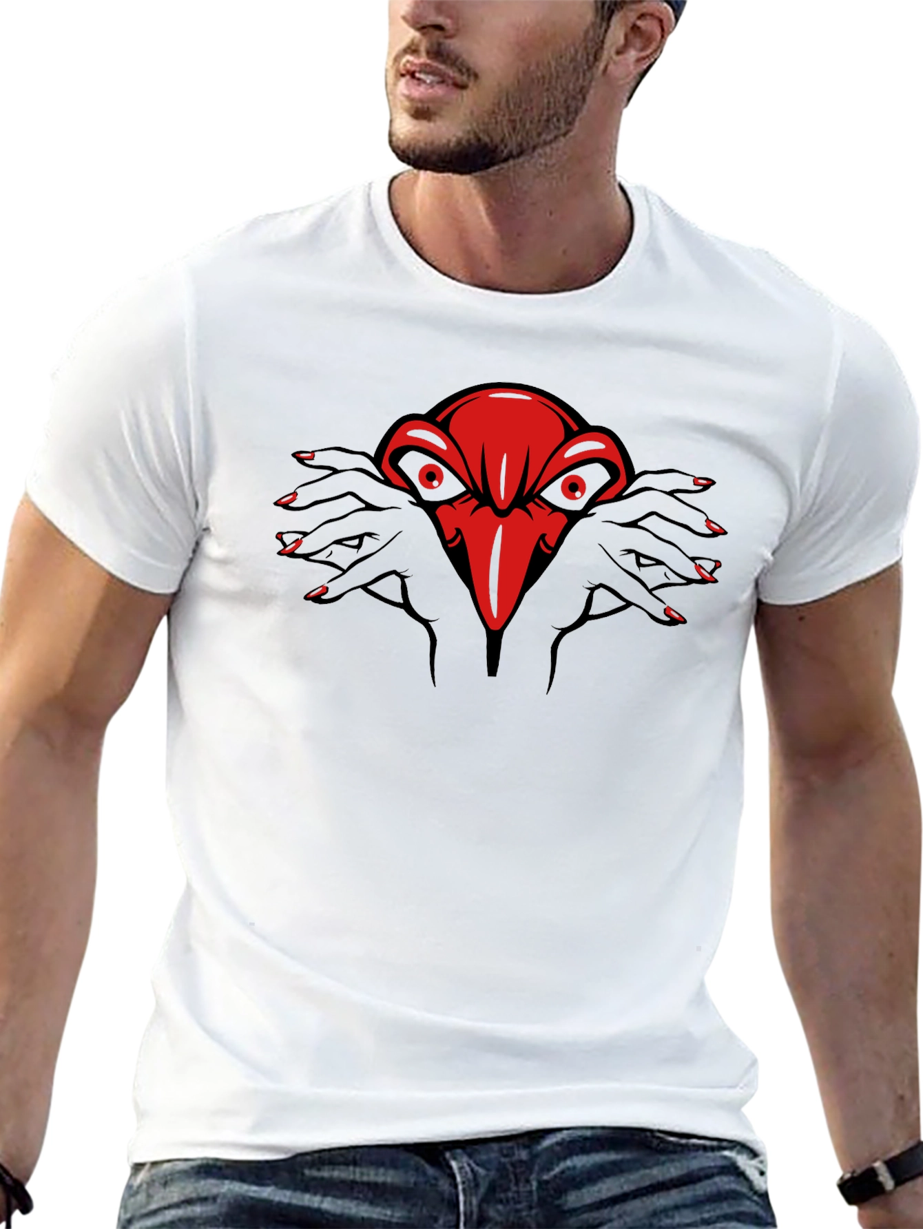 Red Raven Hands Graphic Black Tee