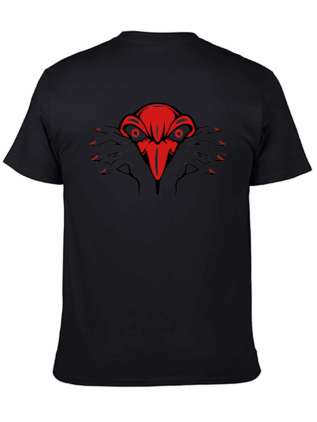Red Raven Hands Graphic Black Tee