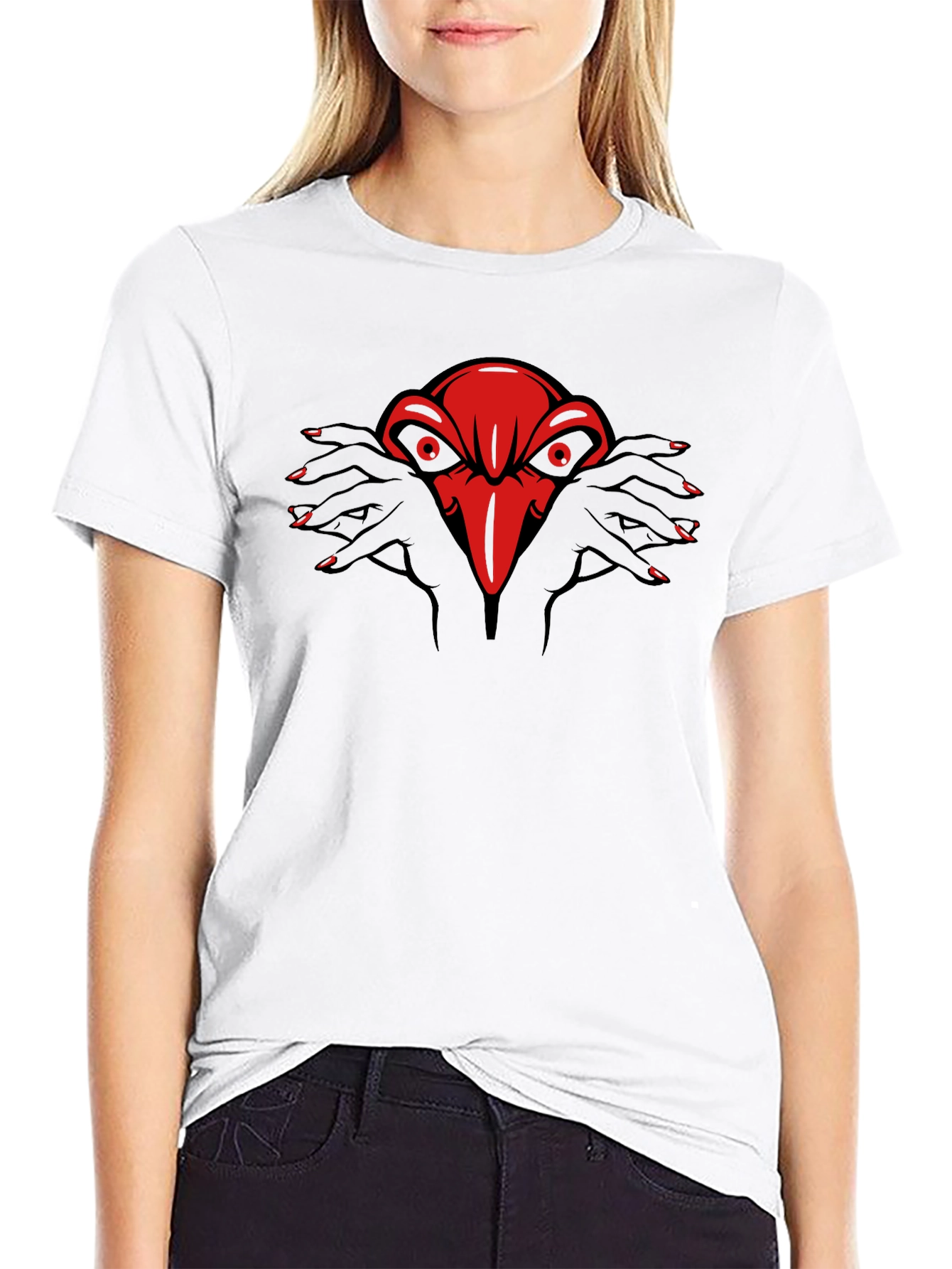 Red Raven Hands Graphic Black Tee