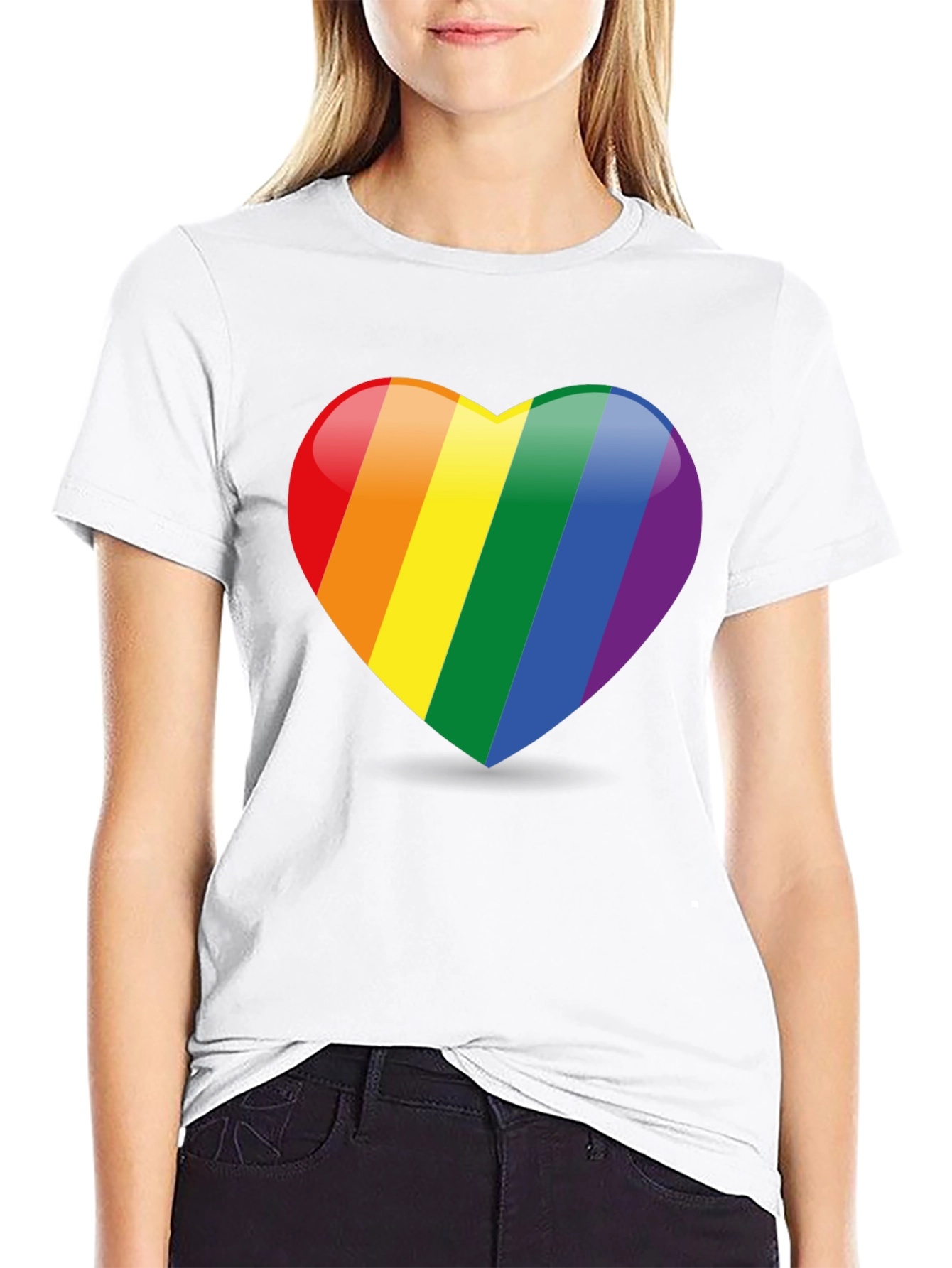 Rainbow Heart Graphic Tee - Pride Love T-Shirt