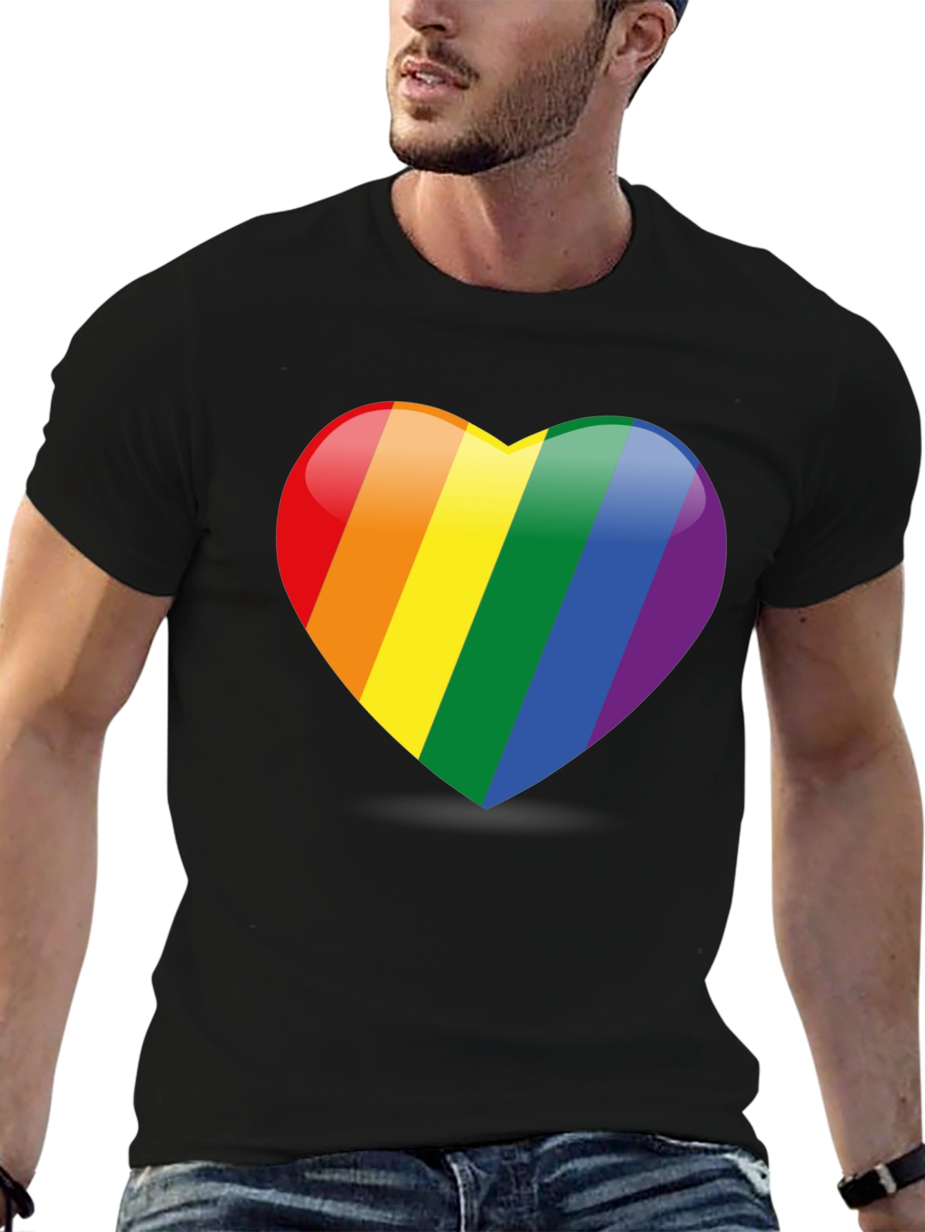 Rainbow Heart Graphic Tee - Pride Love T-Shirt