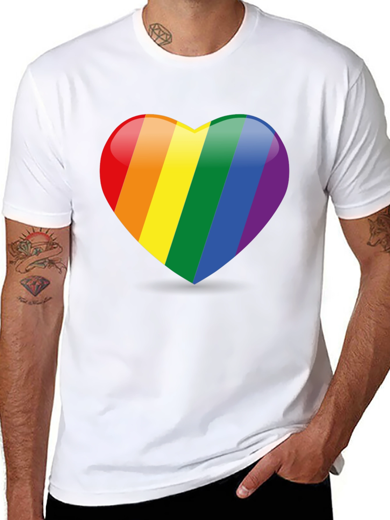 Rainbow Heart Graphic Tee - Pride Love T-Shirt