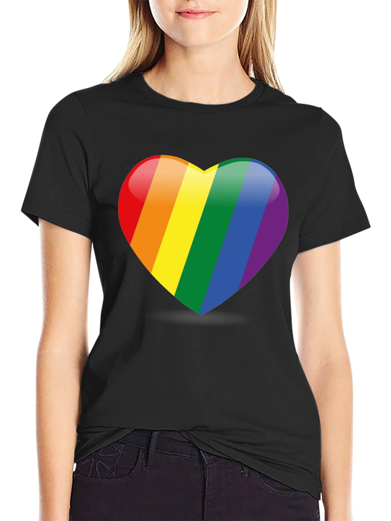 Rainbow Heart Graphic Tee - Pride Love T-Shirt