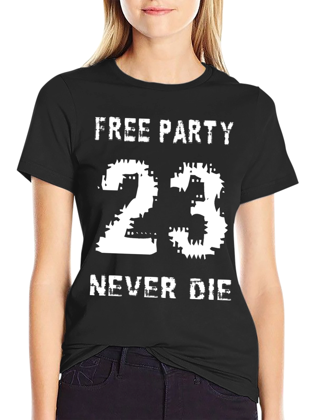 Free Party 23 Never Die Black Graphic Tee