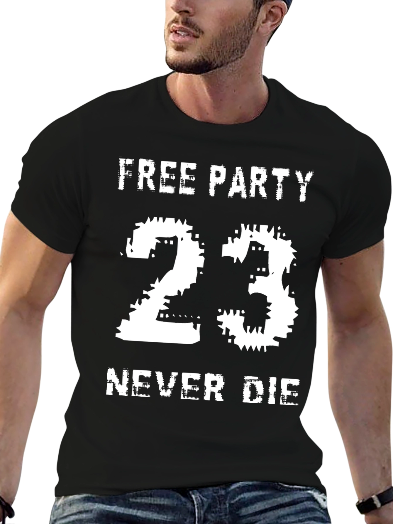 Free Party 23 Never Die Black Graphic Tee