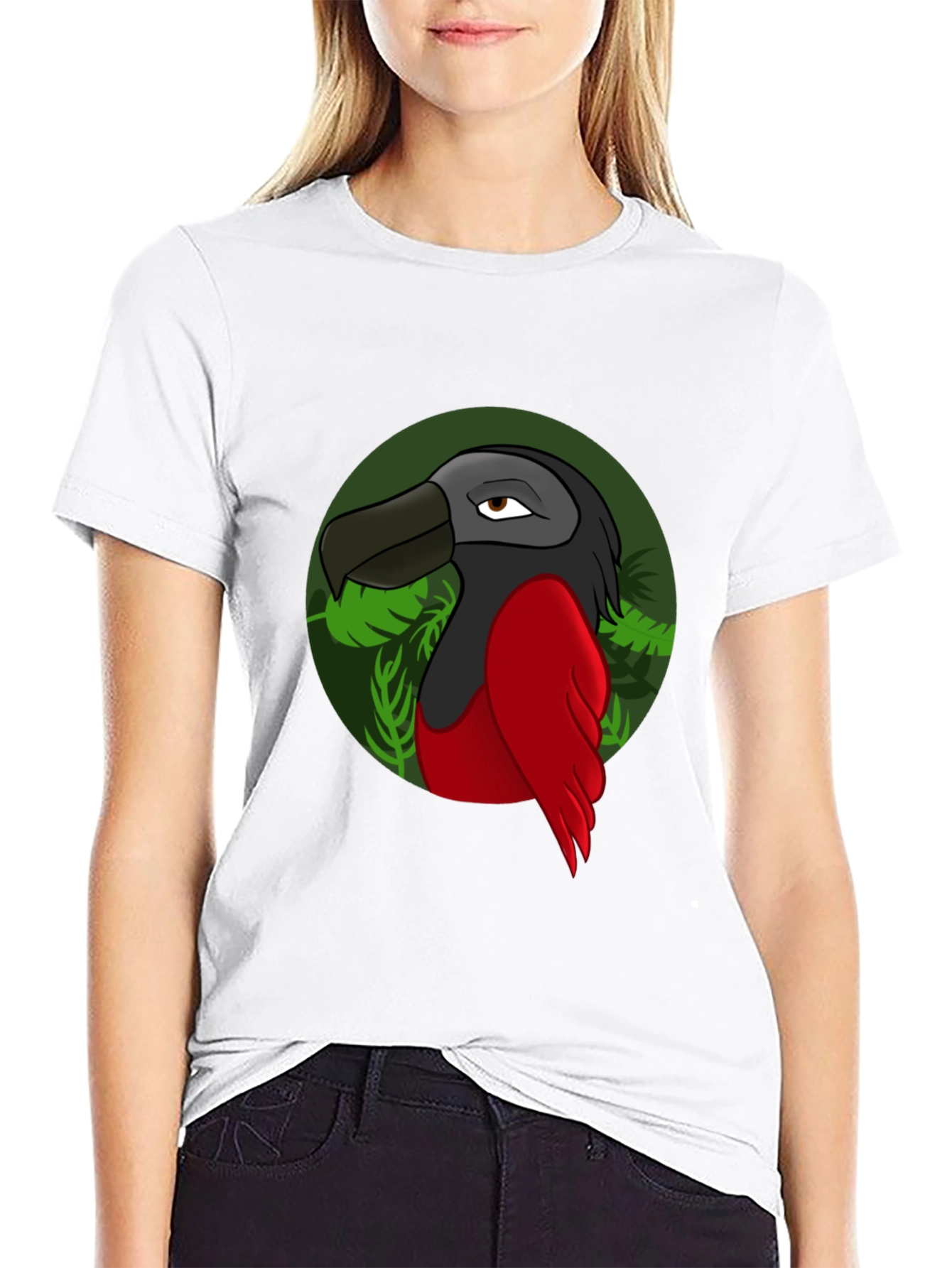 Cartoon Bird Graphic T-Shirt - Black