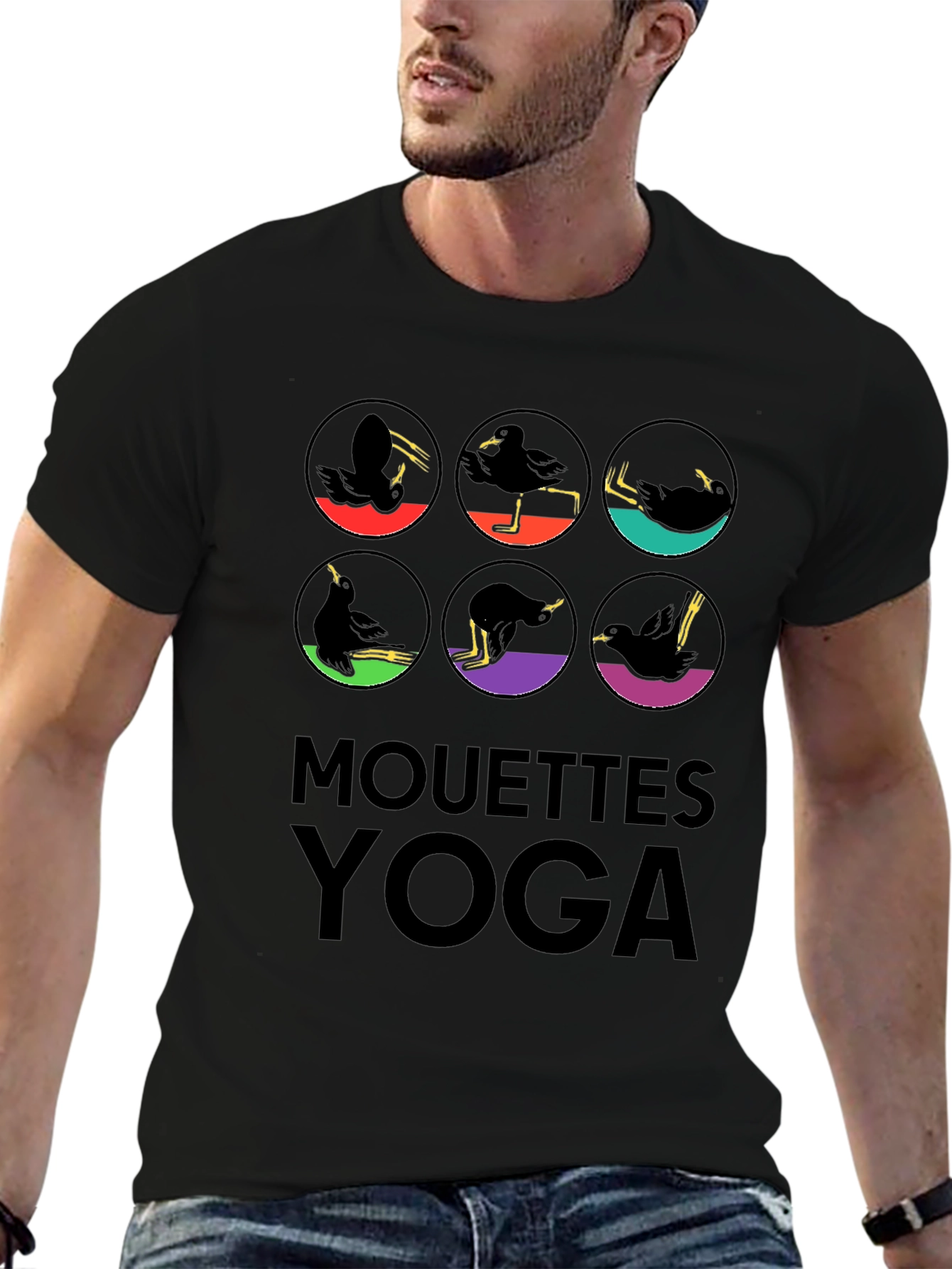 Mouettes Yoga Graphic Tee - Unisex Black T-Shirt