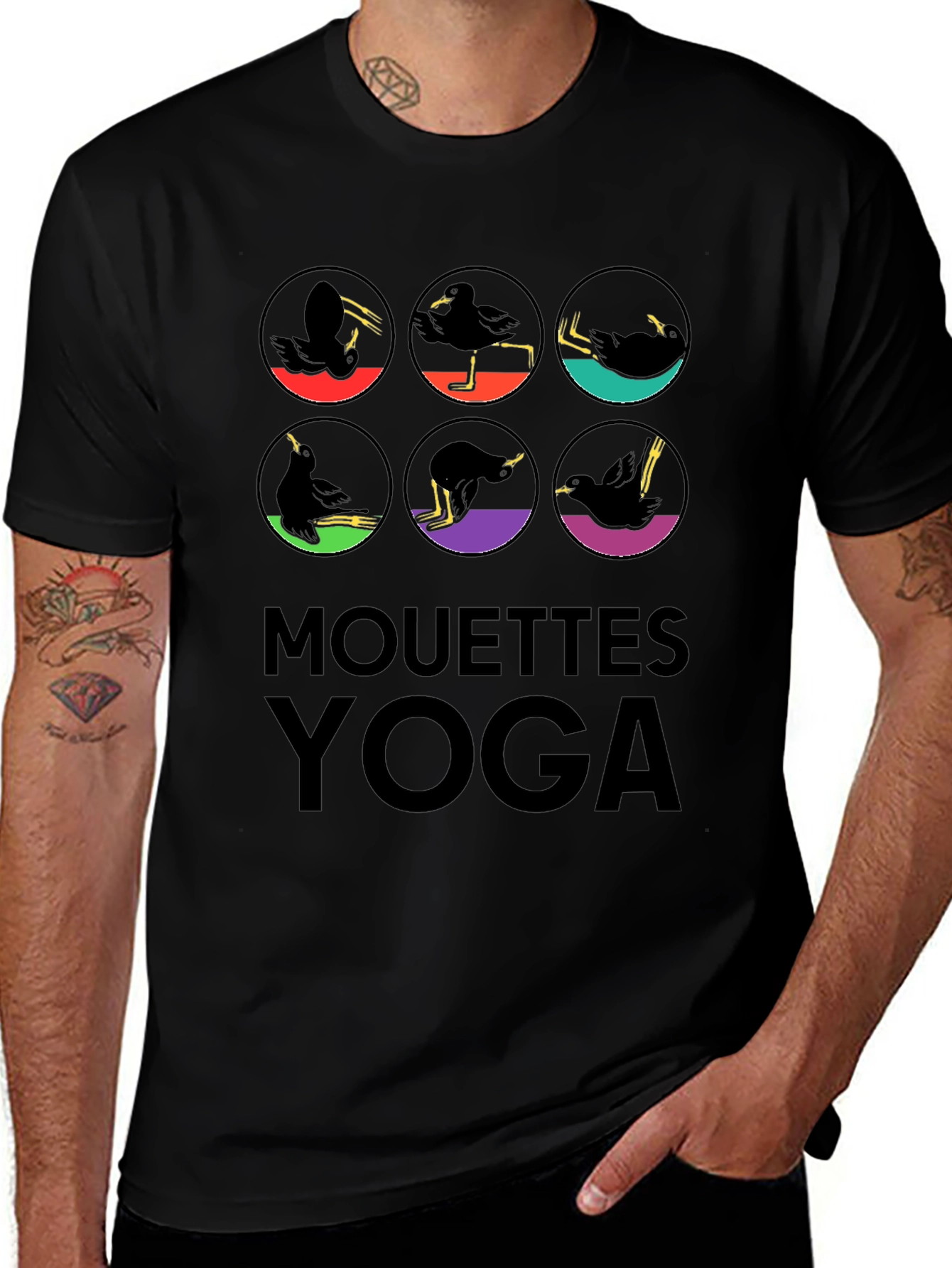 Mouettes Yoga Graphic Tee - Unisex Black T-Shirt