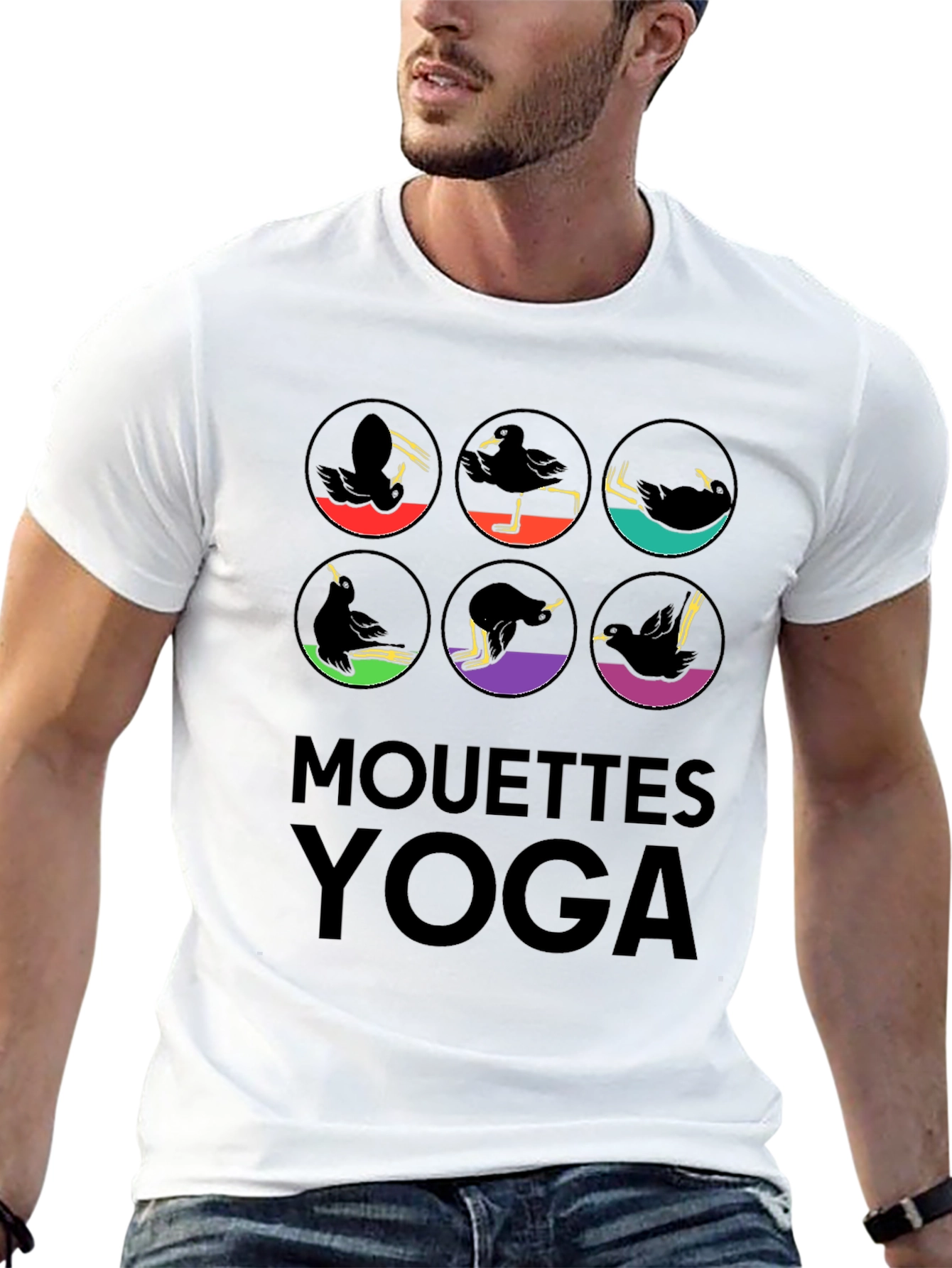 Mouettes Yoga Graphic Tee - Unisex Black T-Shirt
