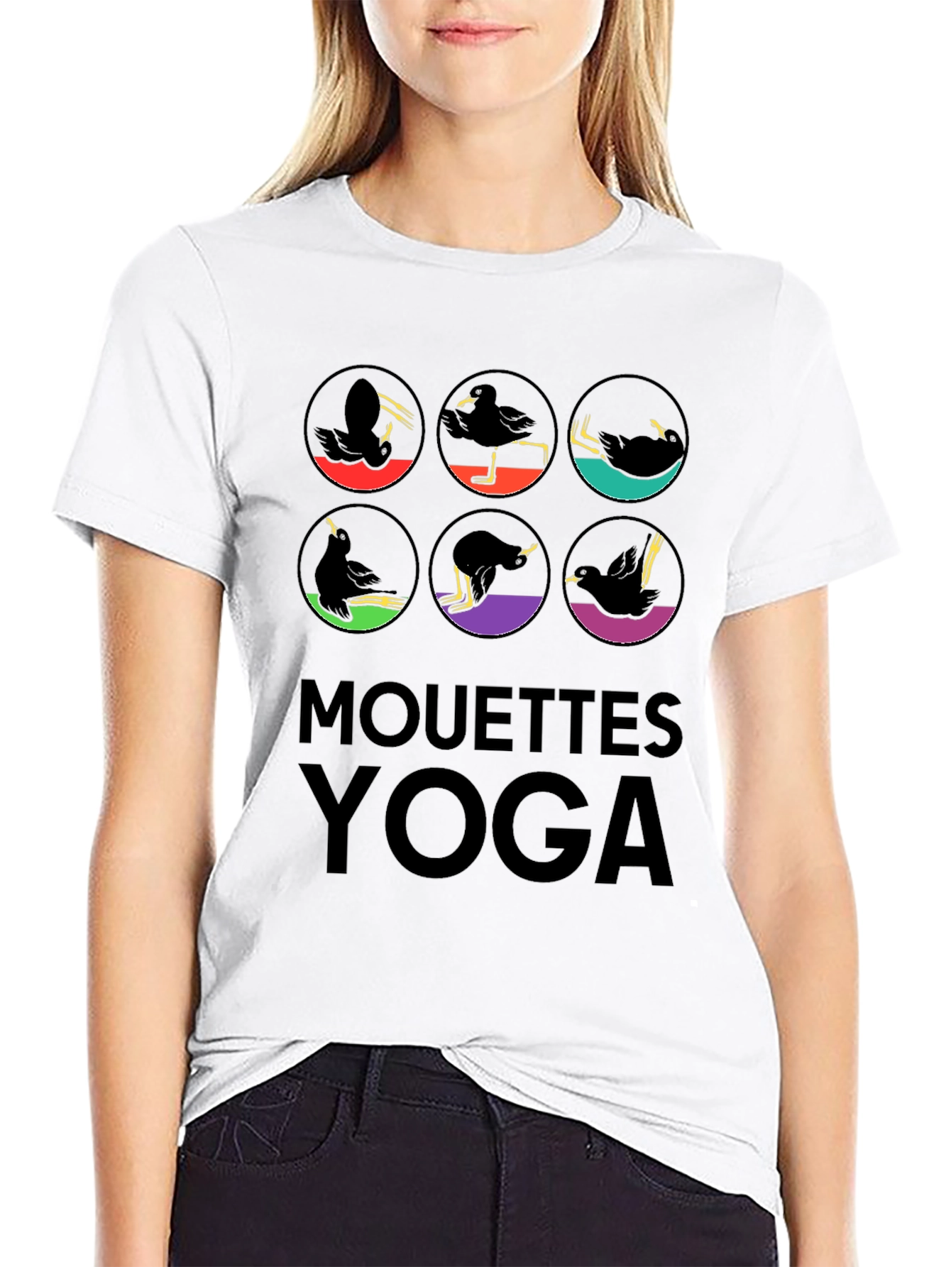 Mouettes Yoga Graphic Tee - Unisex Black T-Shirt