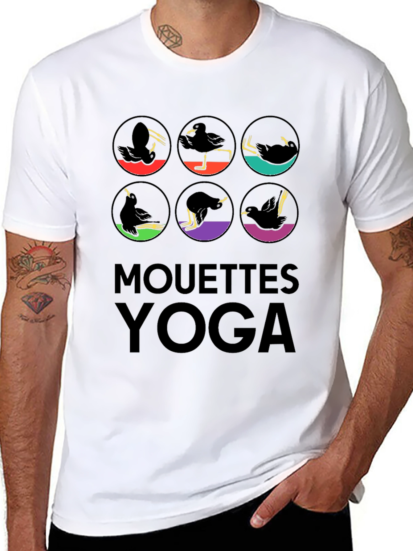 Mouettes Yoga Graphic Tee - Unisex Black T-Shirt