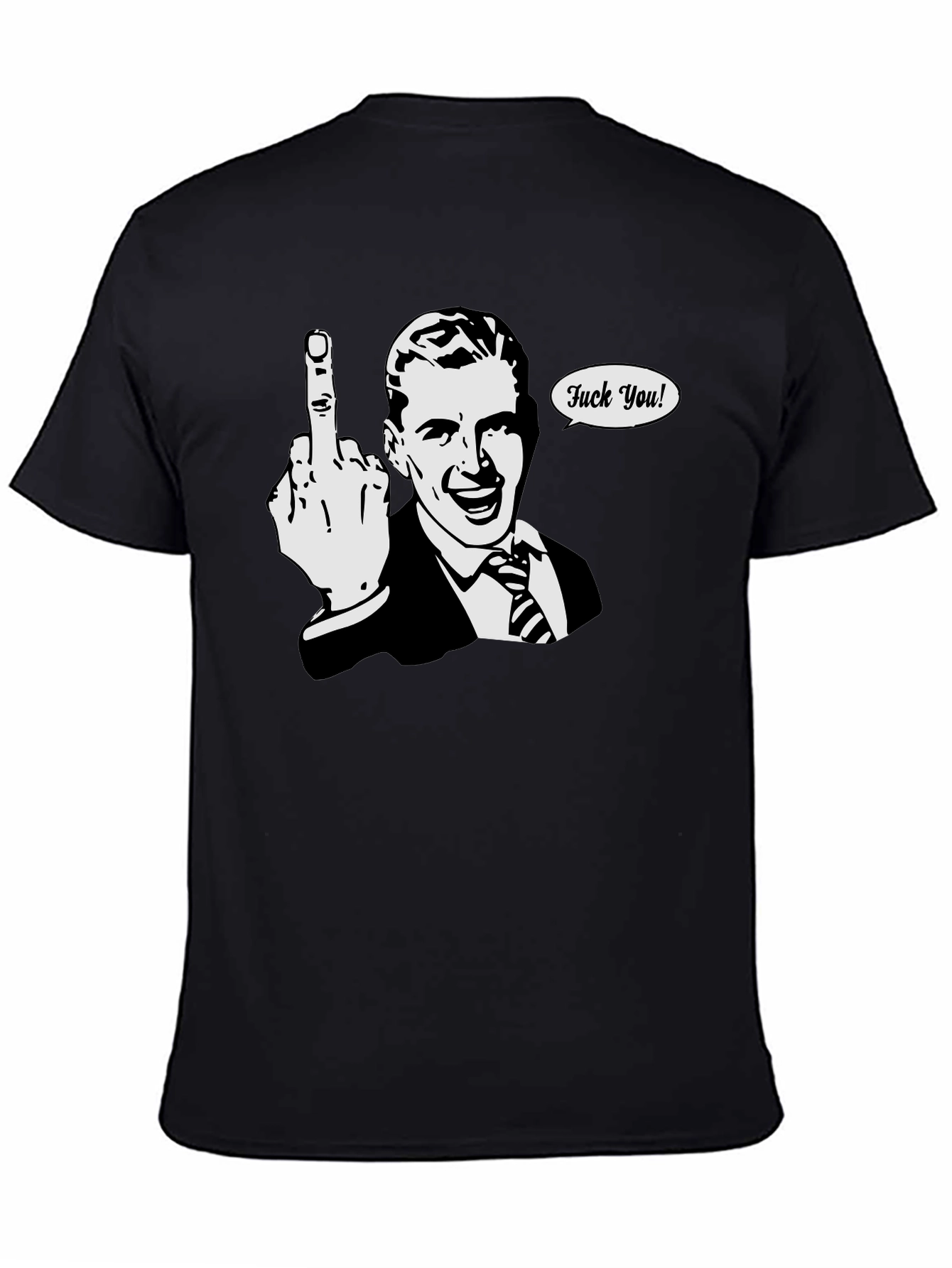 Funny Retro Middle Finger T-Shirt - Black