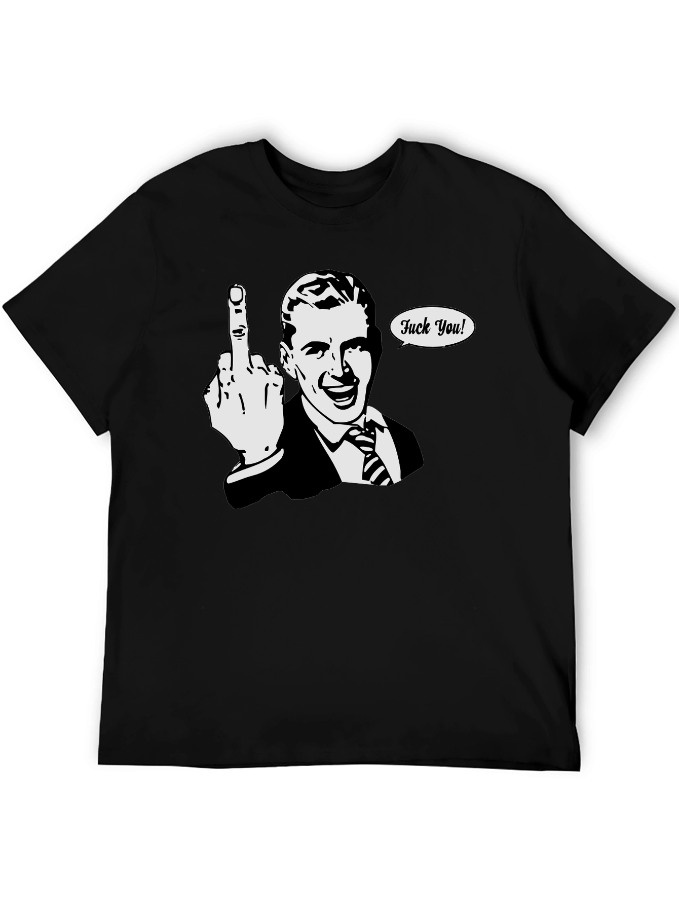 Funny Retro Middle Finger T-Shirt - Black
