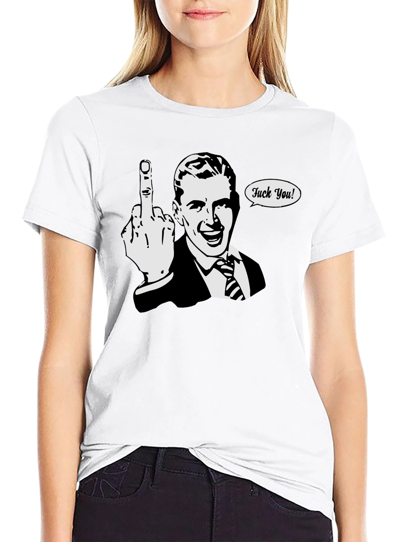 Funny Retro Middle Finger T-Shirt - Black