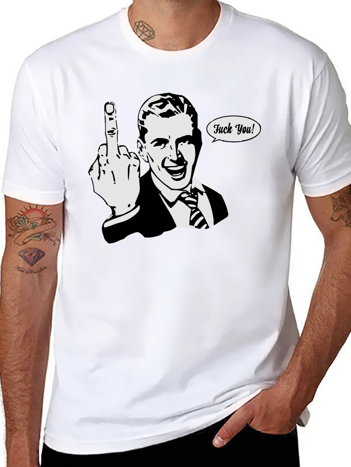 Funny Retro Middle Finger T-Shirt - Black