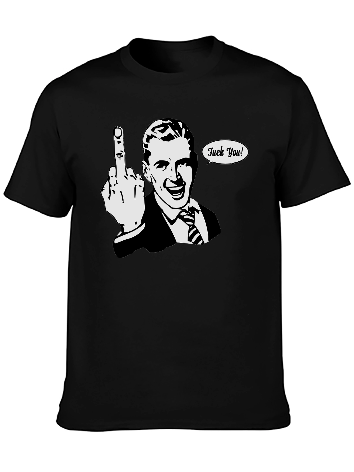 Funny Retro Middle Finger T-Shirt - Black