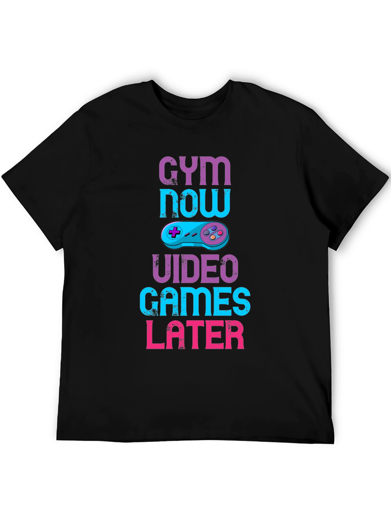 Gym Now Video Games Later Graphic T-Shirt