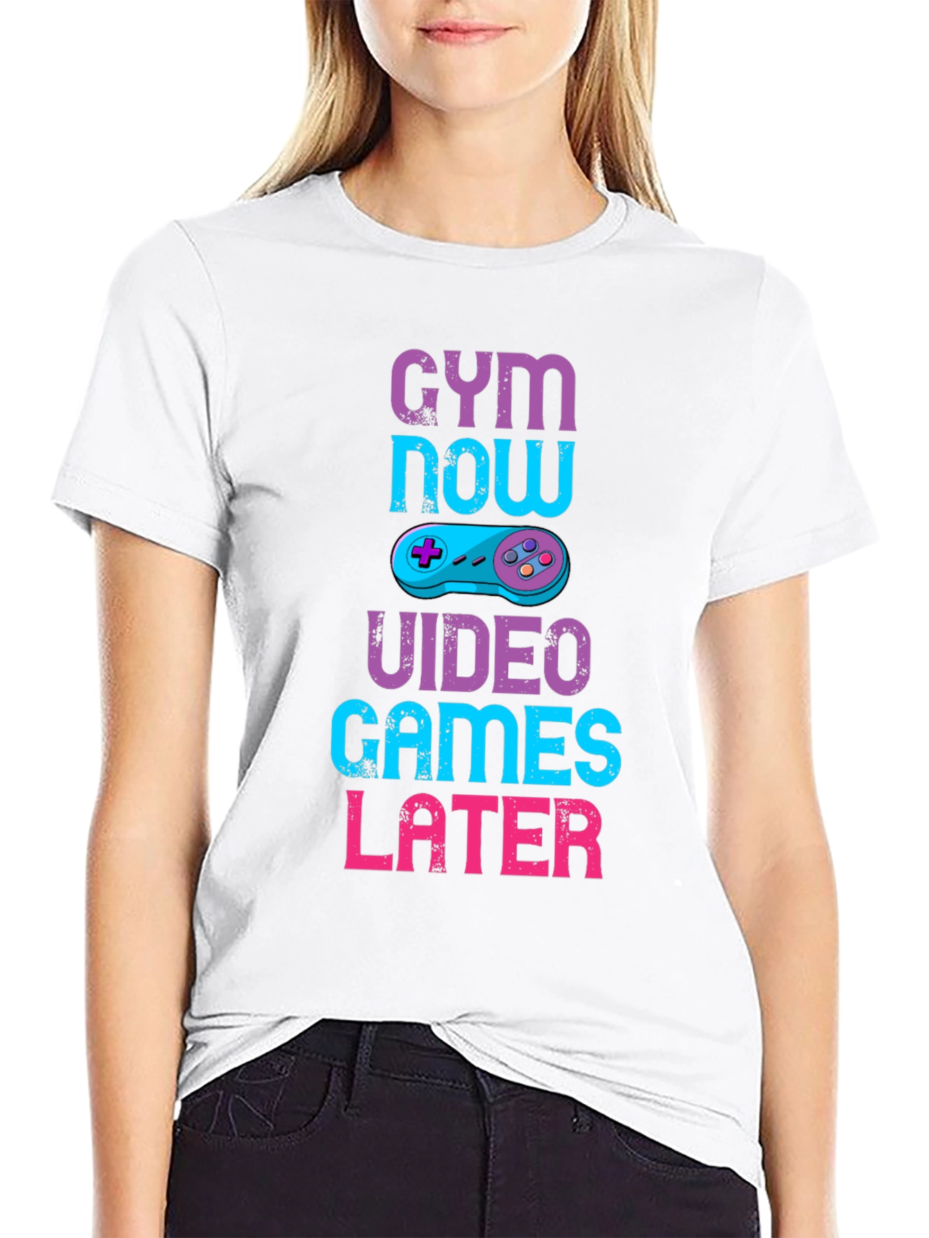 Gym Now Video Games Later Graphic T-Shirt