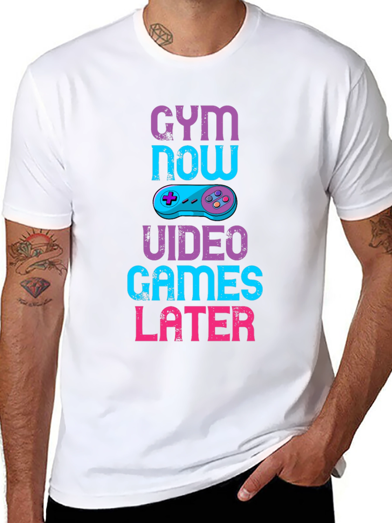 Gym Now Video Games Later Graphic T-Shirt