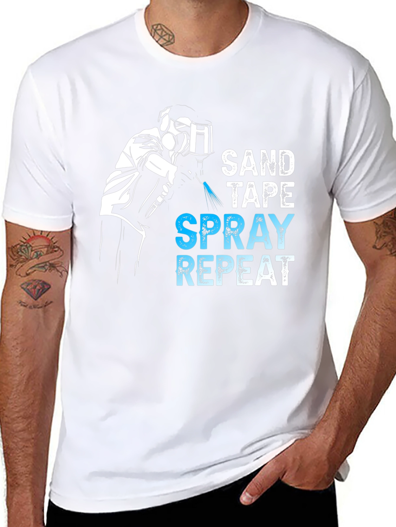 Sand Tape Spray Repeat T-Shirt - Auto Body
