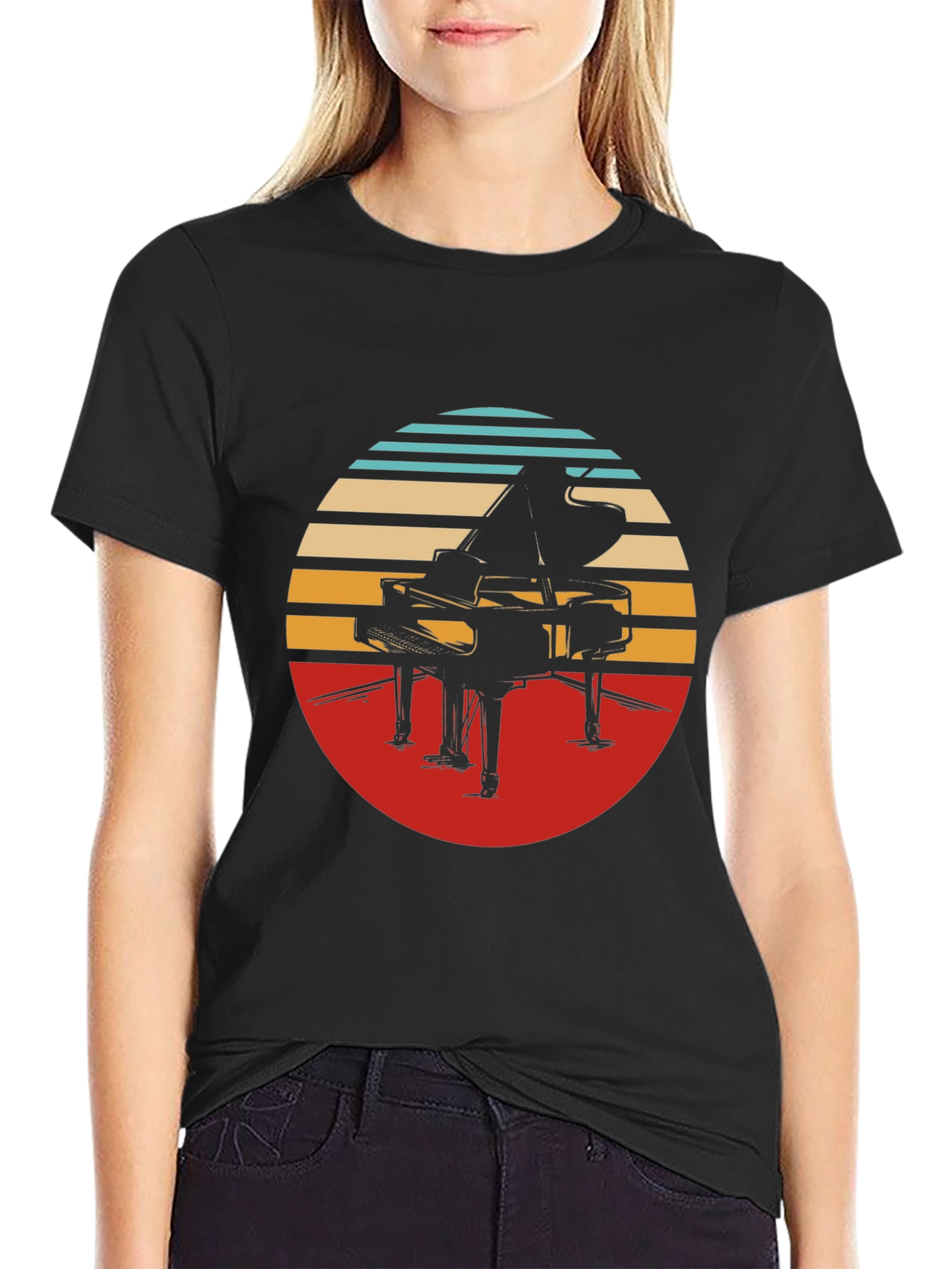 Retro Piano Graphic Tee - Stylish Comfort