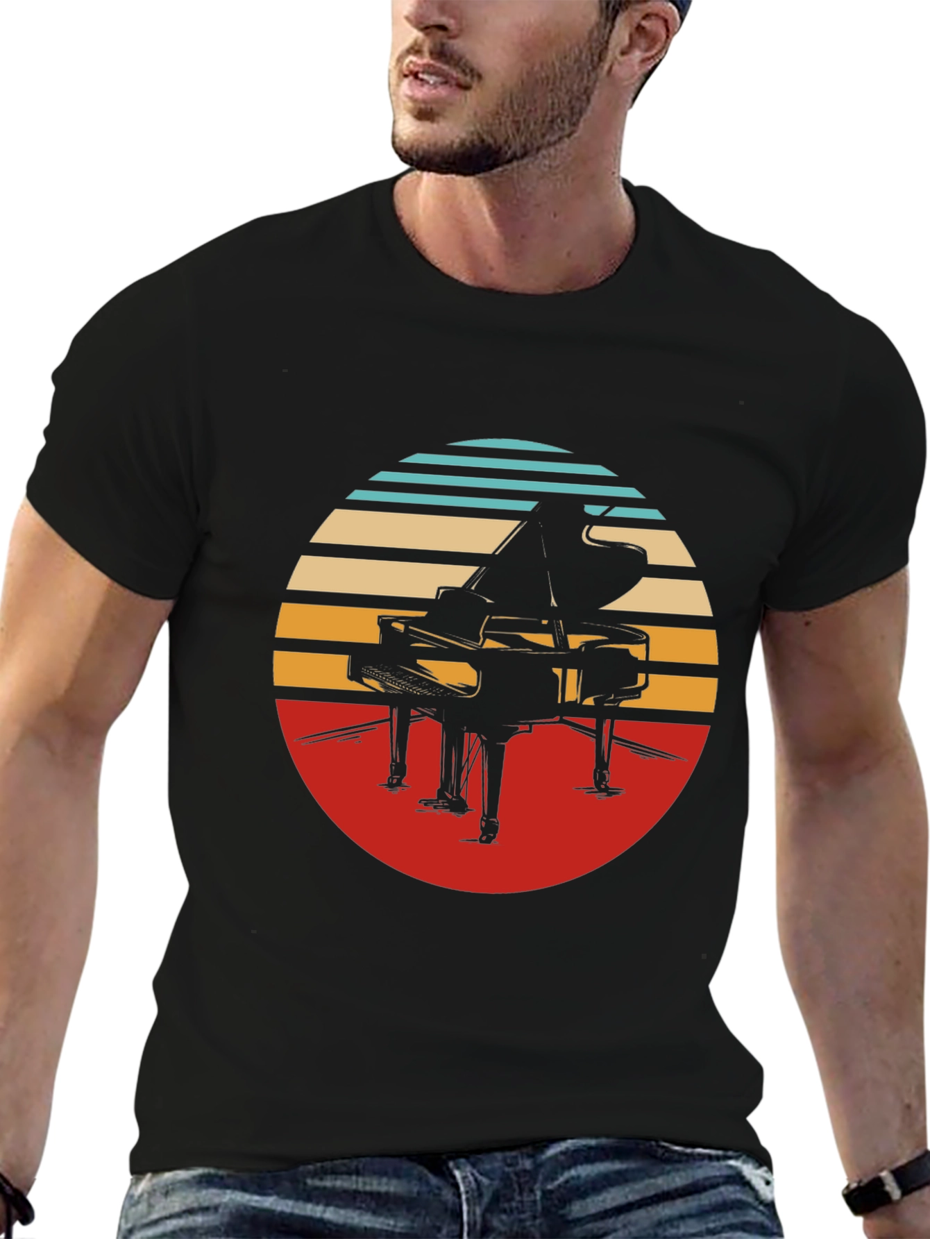 Retro Piano Graphic Tee - Stylish Comfort