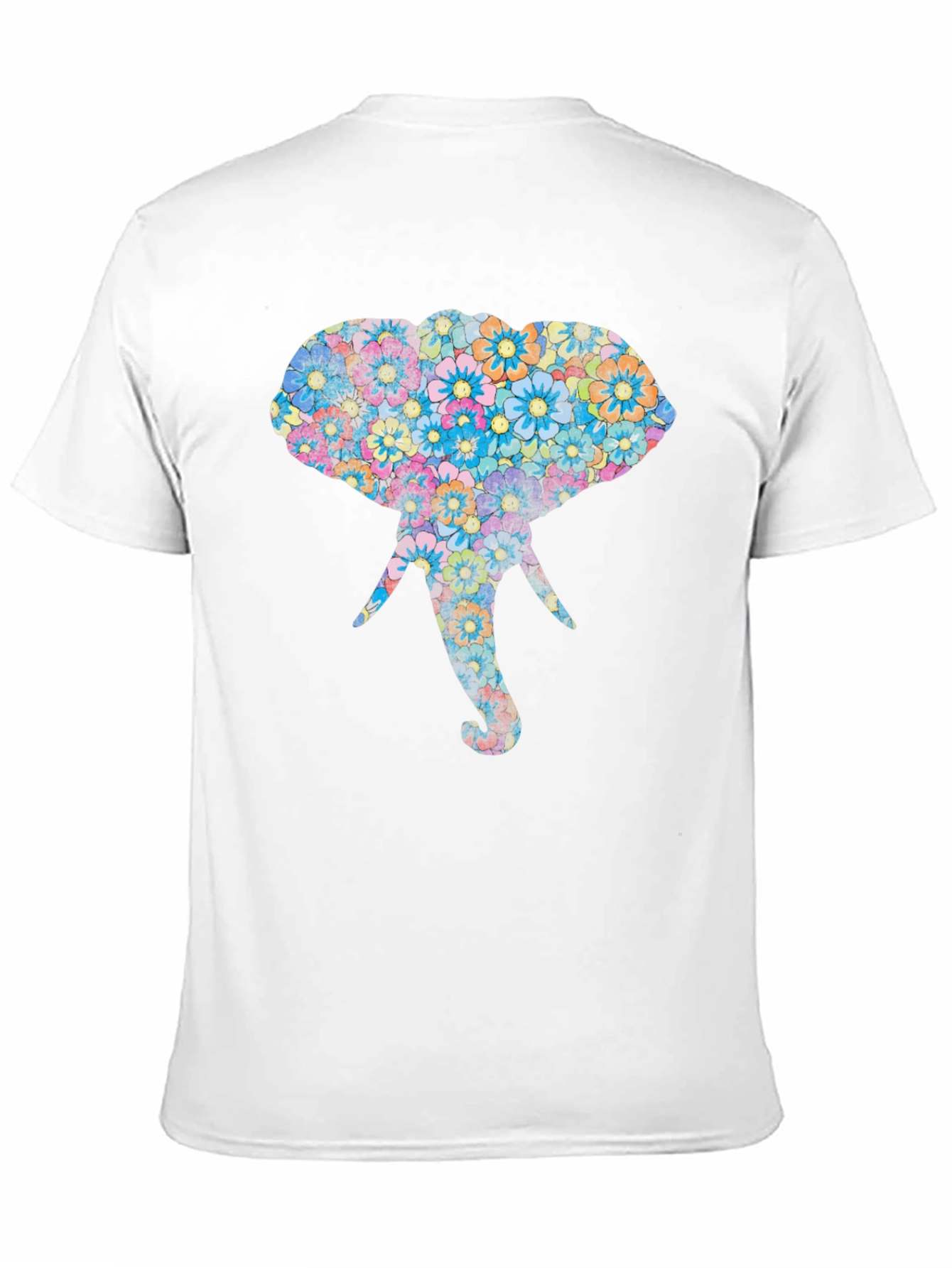 Floral Elephant Graphic Print Black T-Shirt