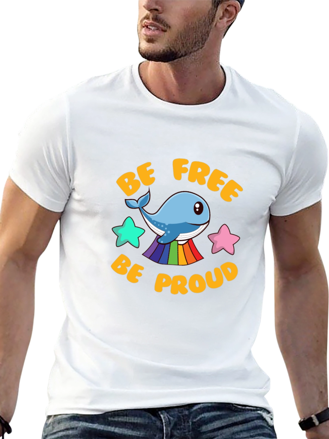 Be Free Be Proud Whale LGBT Graphic T-Shirt