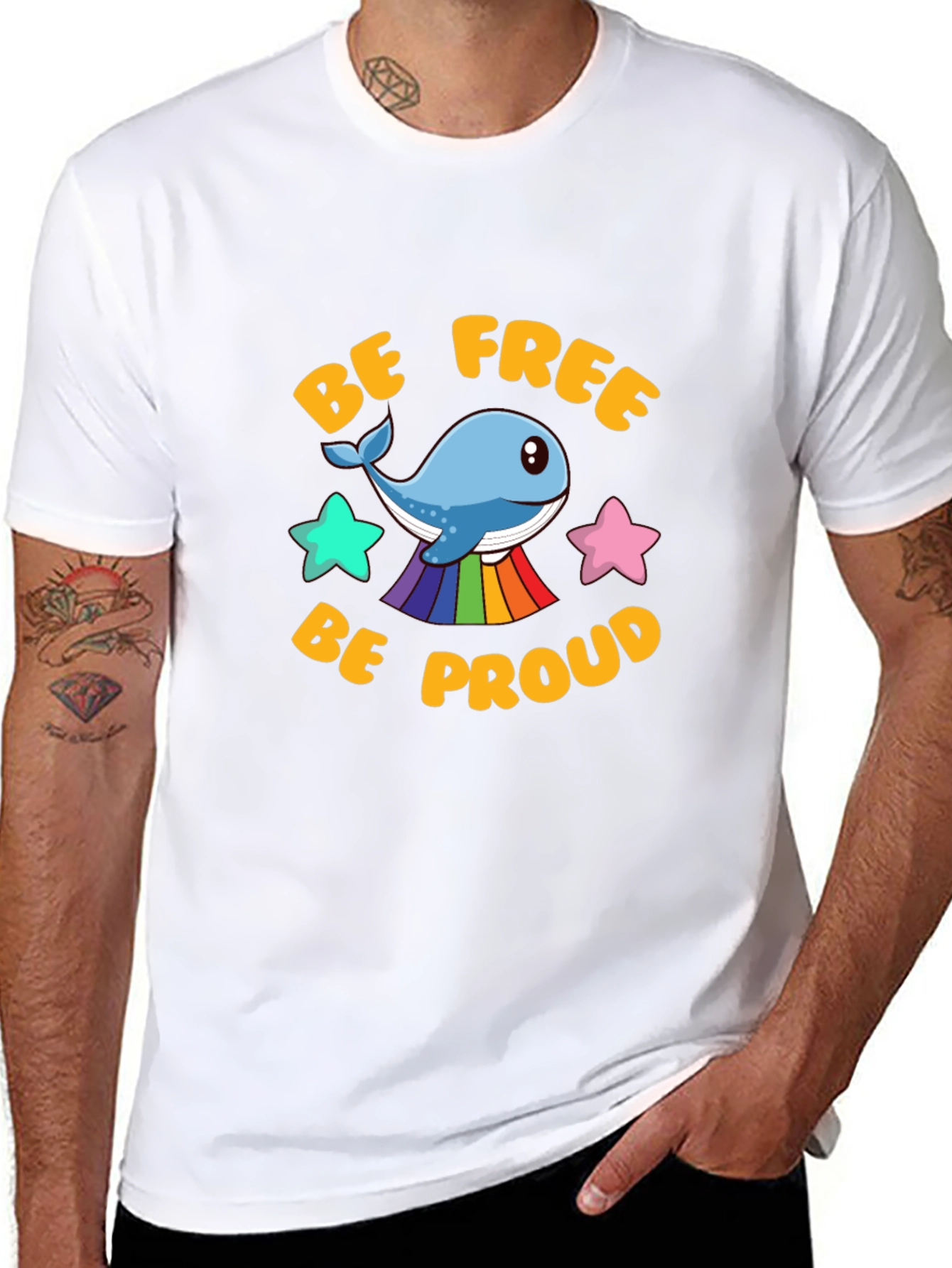 Be Free Be Proud Whale LGBT Graphic T-Shirt