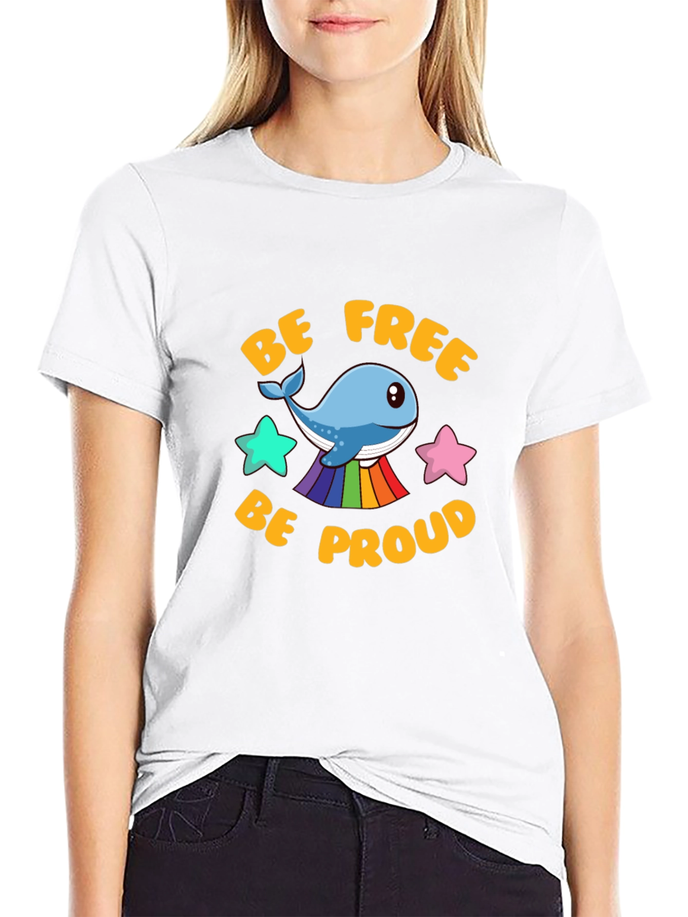 Be Free Be Proud Whale LGBT Graphic T-Shirt