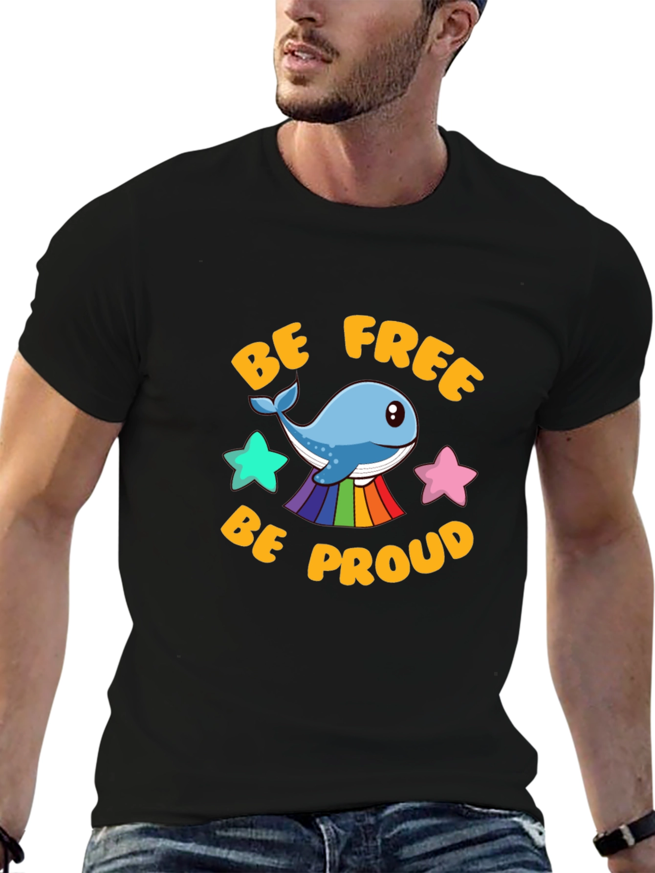 Be Free Be Proud Whale LGBT Graphic T-Shirt