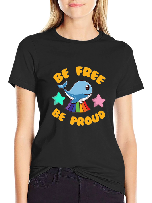 Be Free Be Proud Whale LGBT Graphic T-Shirt