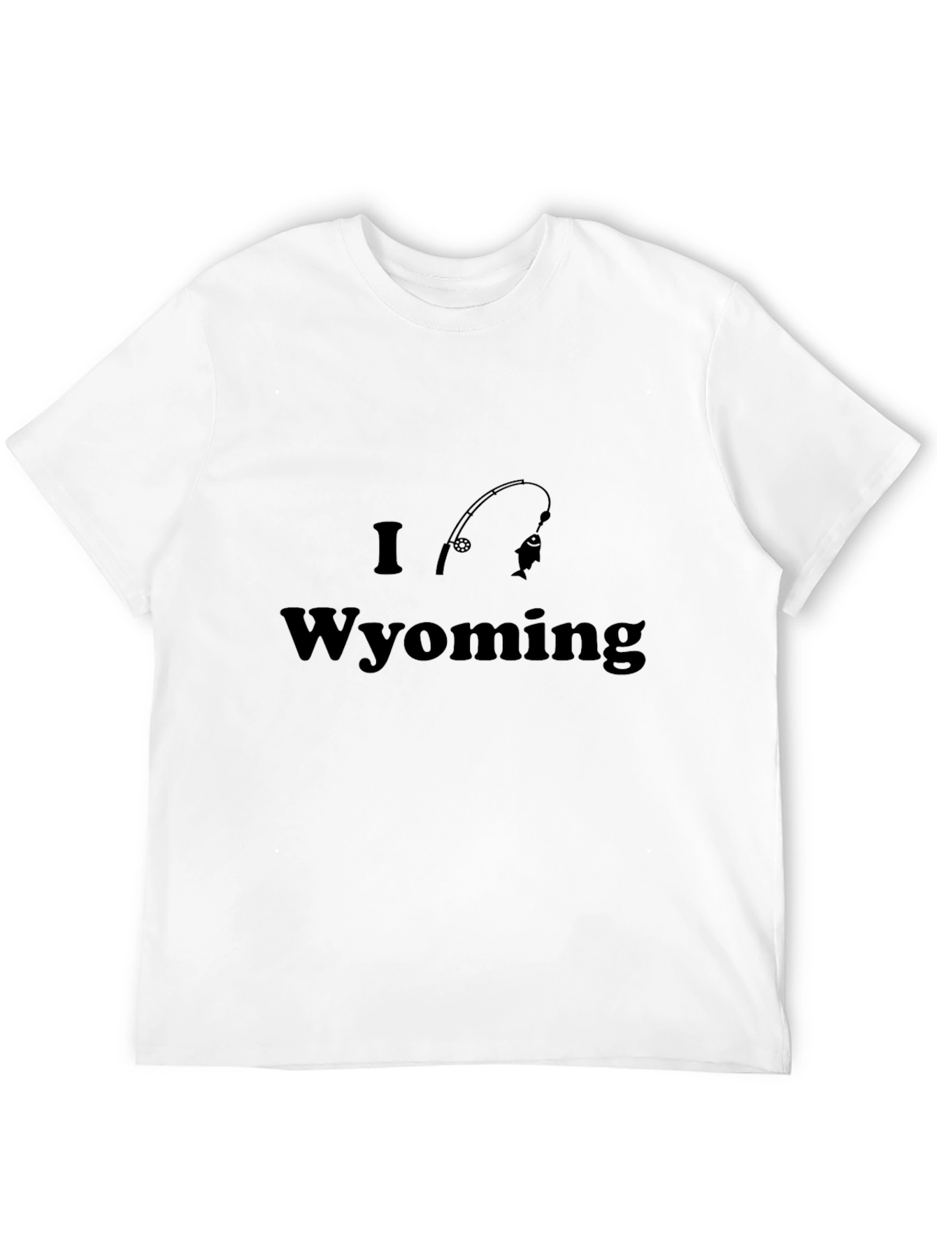 I Love Wyoming Fishing T-Shirt - Black Cotton Tee
