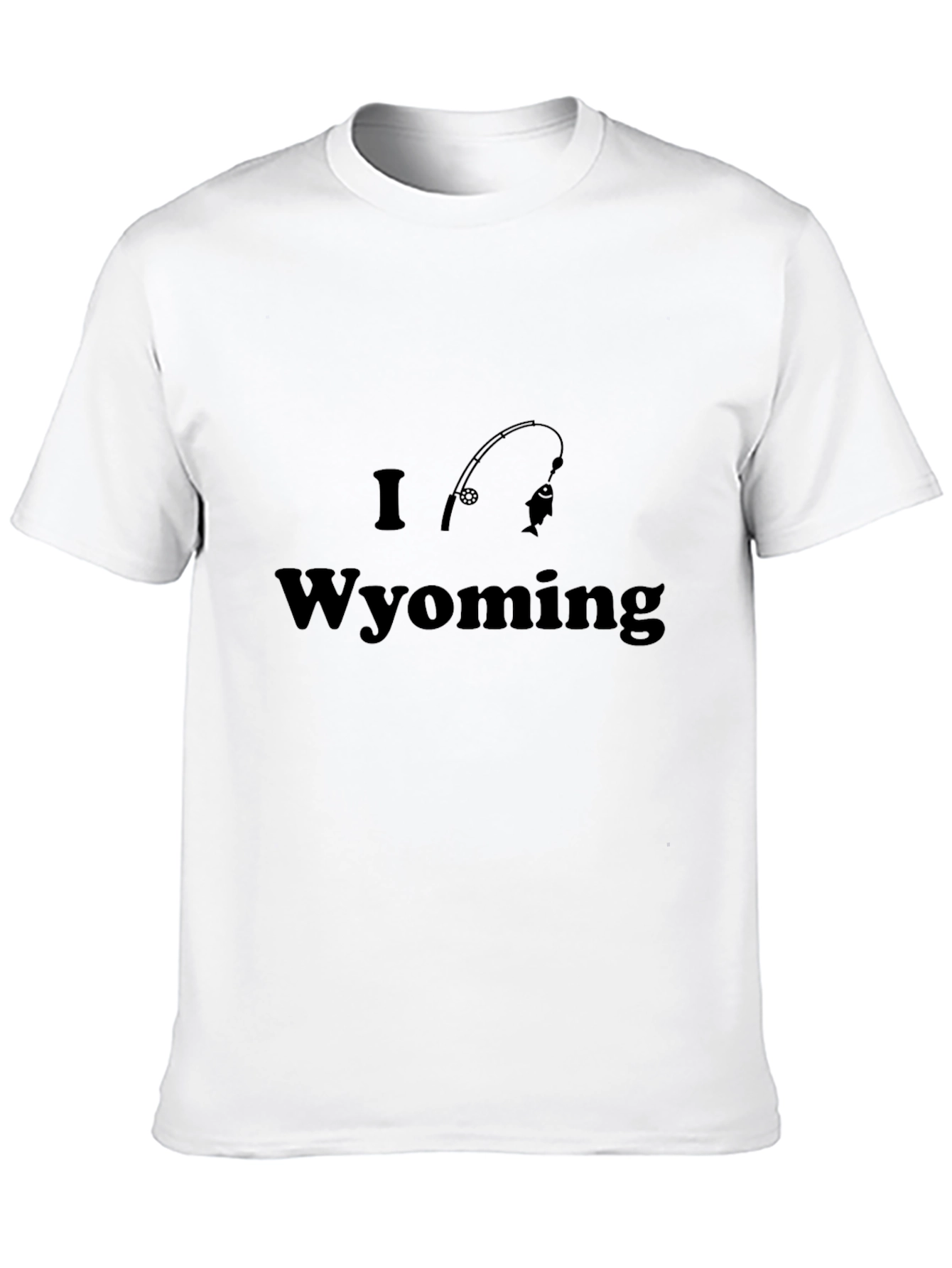 I Love Wyoming Fishing T-Shirt - Black Cotton Tee