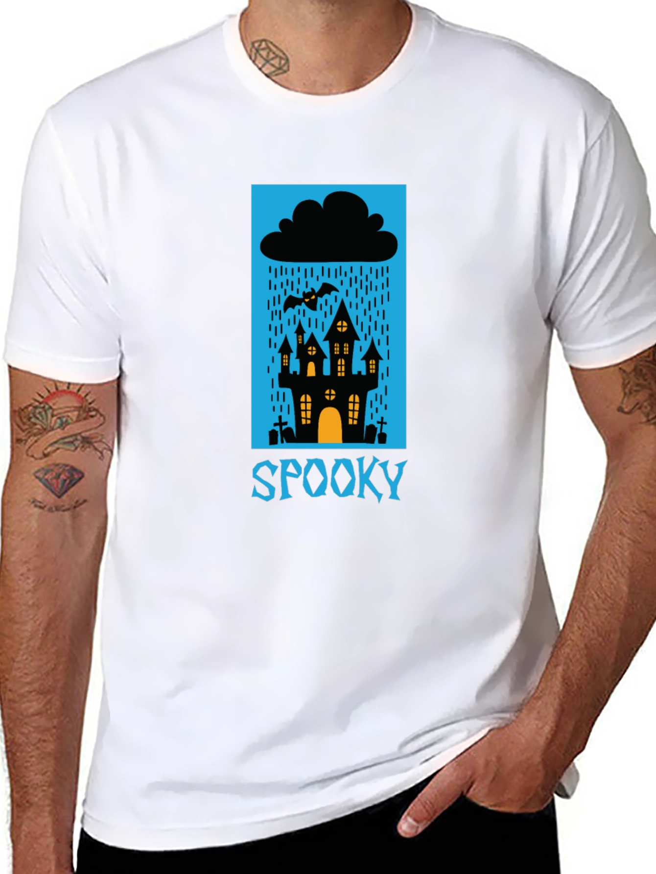 Spooky Halloween T-Shirt - Haunted House Design