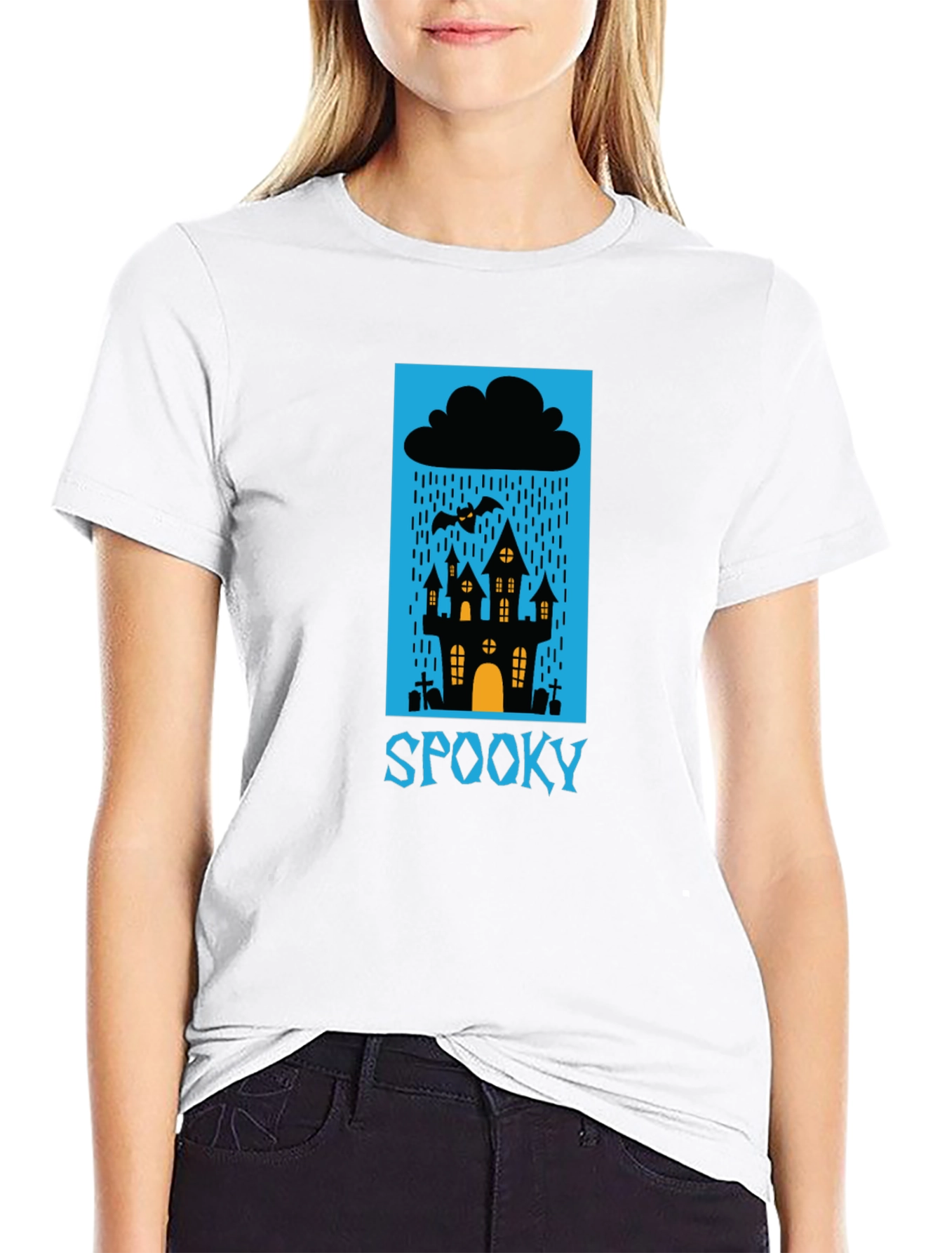 Spooky Halloween T-Shirt - Haunted House Design