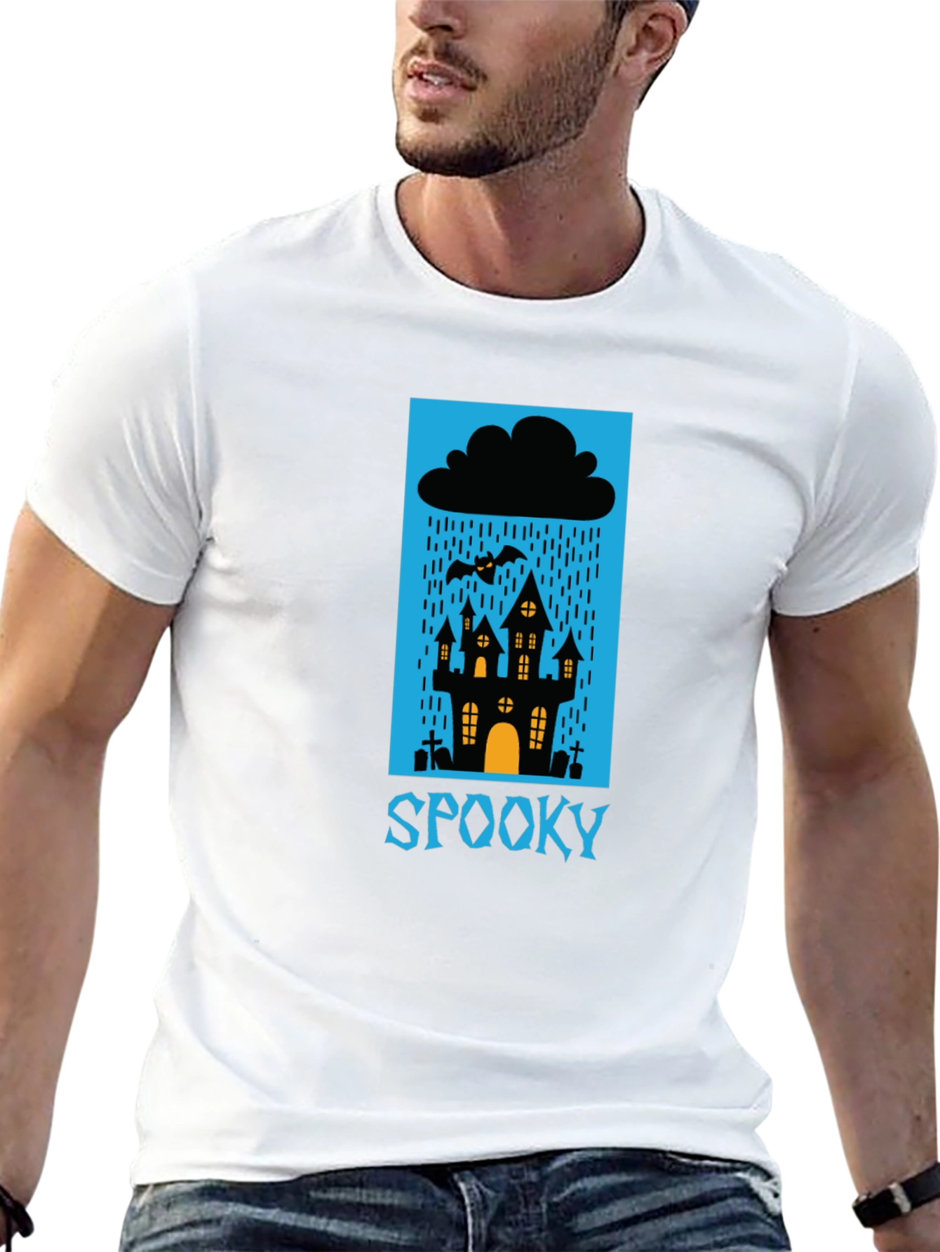 Spooky Halloween T-Shirt - Haunted House Design