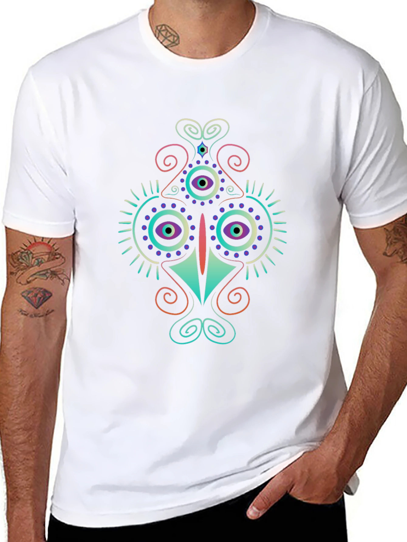 Abstract Eye Design Black T-Shirt