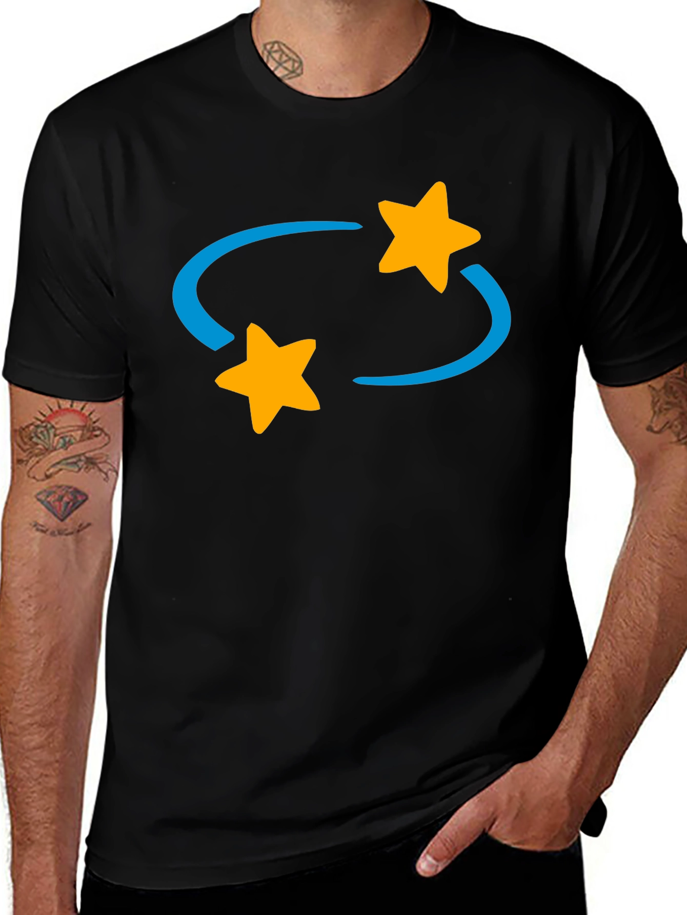 Rotating Stars Graphic Tee - Casual Style