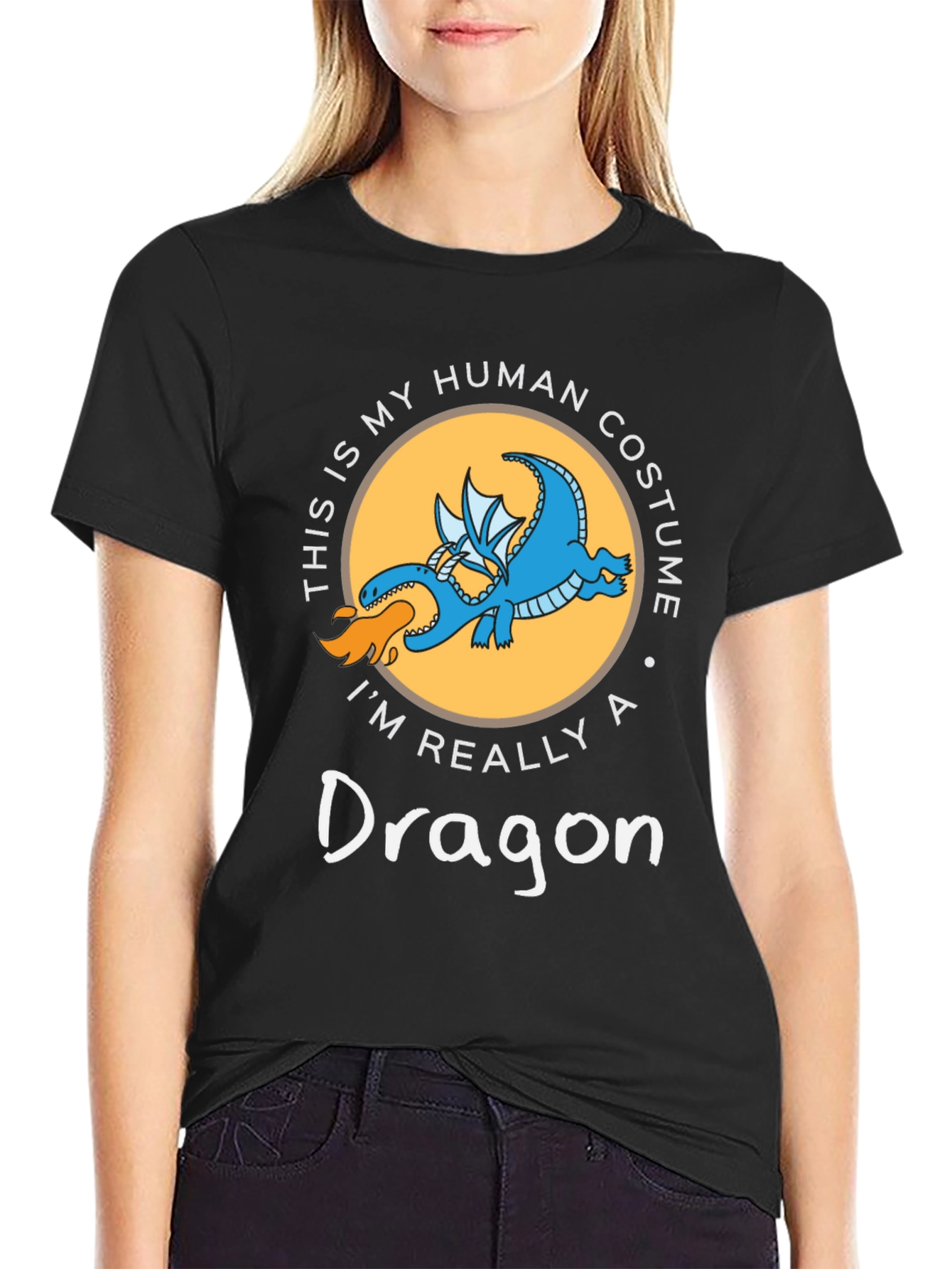 Funny Dragon Human Costume Graphic T-Shirt