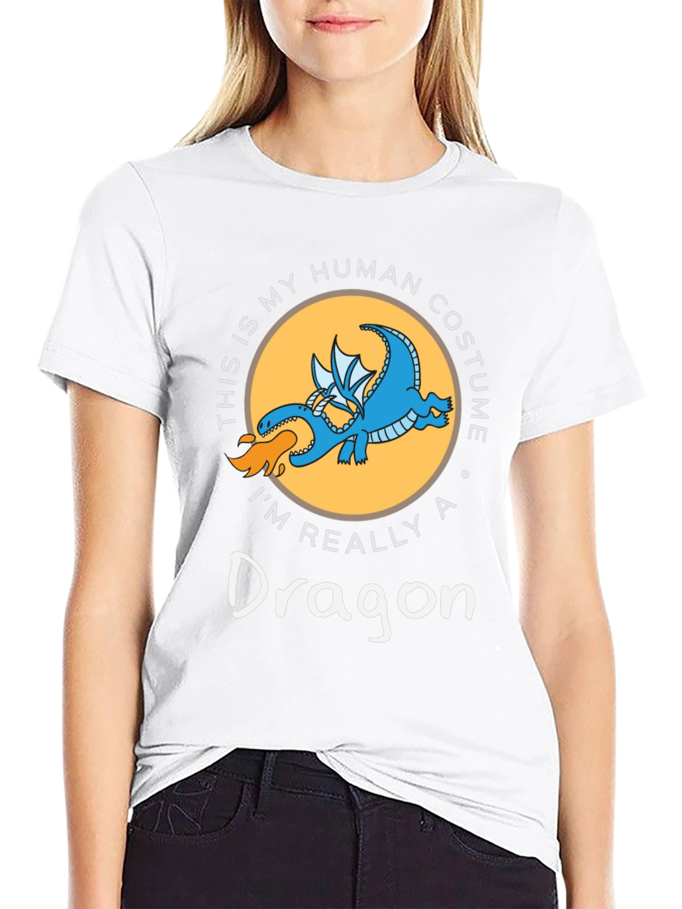 Funny Dragon Human Costume Graphic T-Shirt