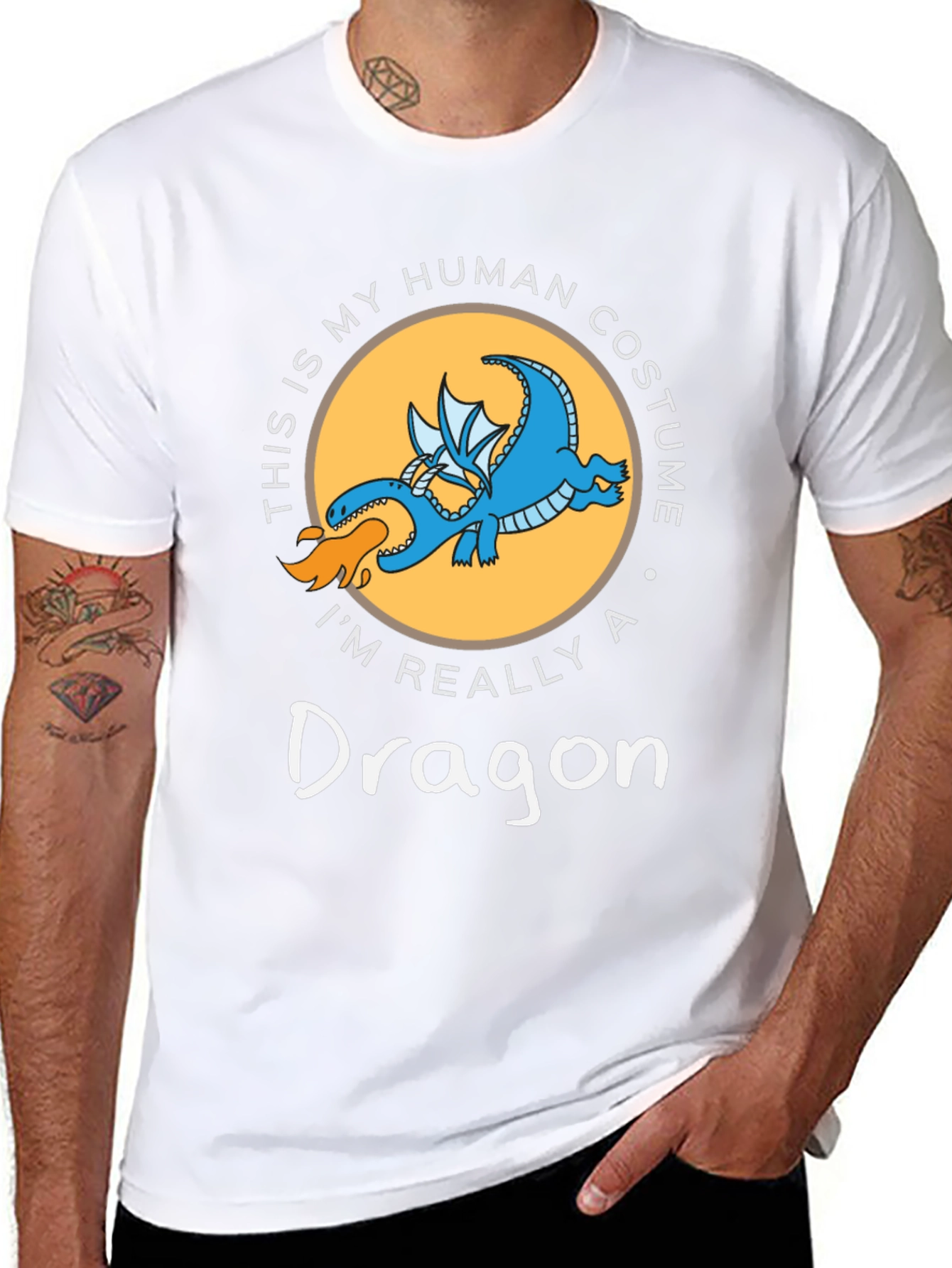 Funny Dragon Human Costume Graphic T-Shirt