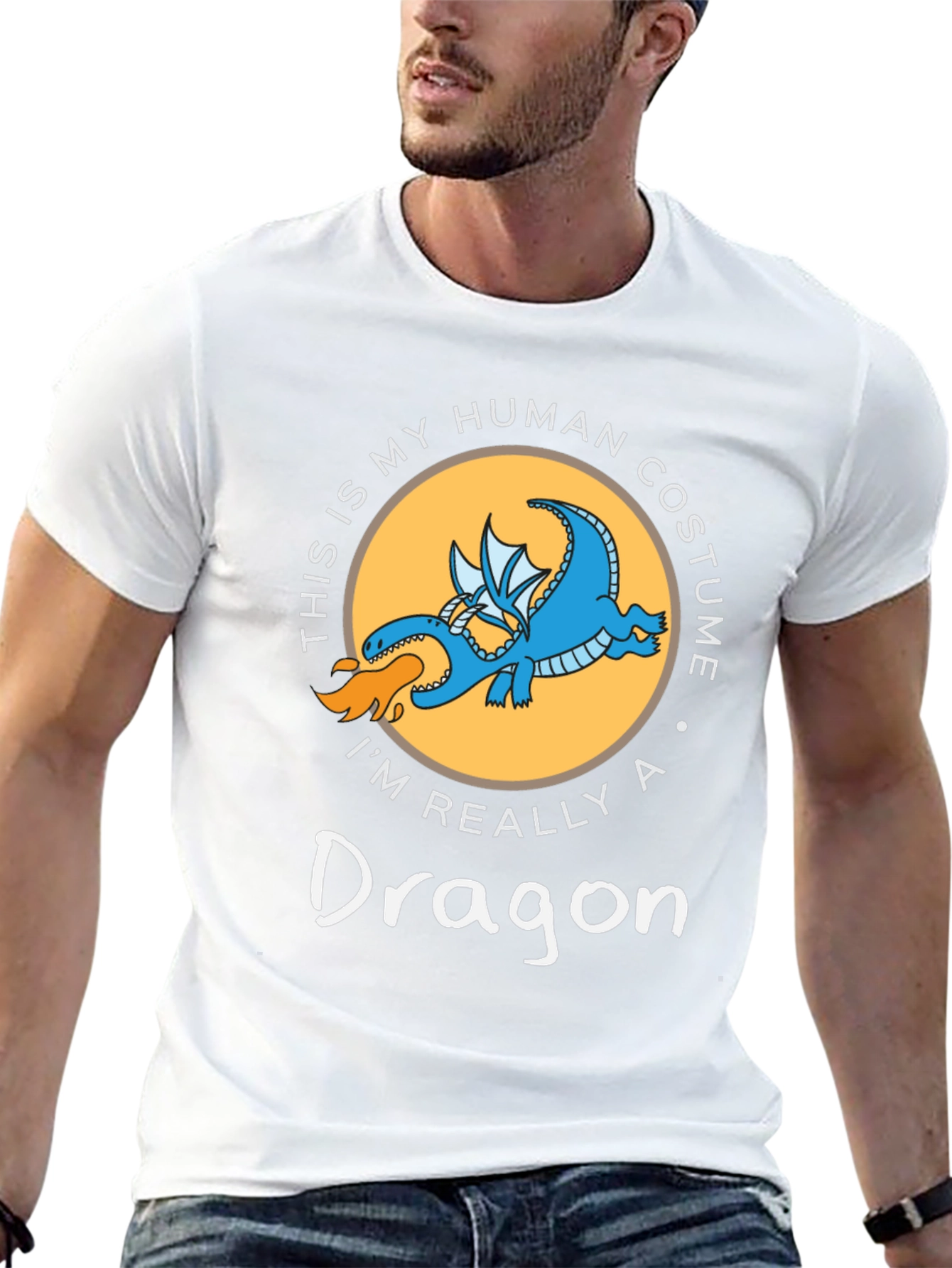 Funny Dragon Human Costume Graphic T-Shirt
