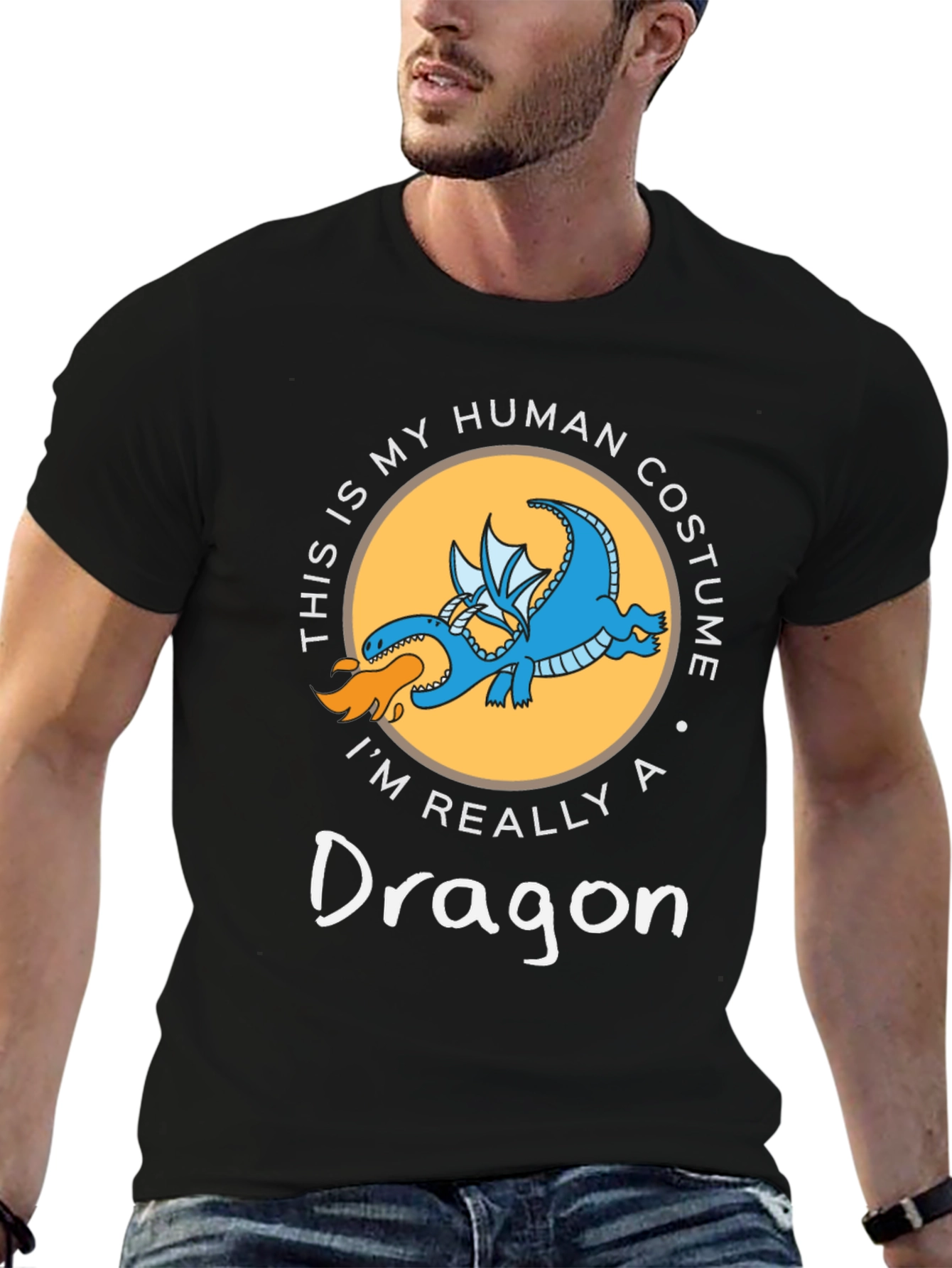 Funny Dragon Human Costume Graphic T-Shirt
