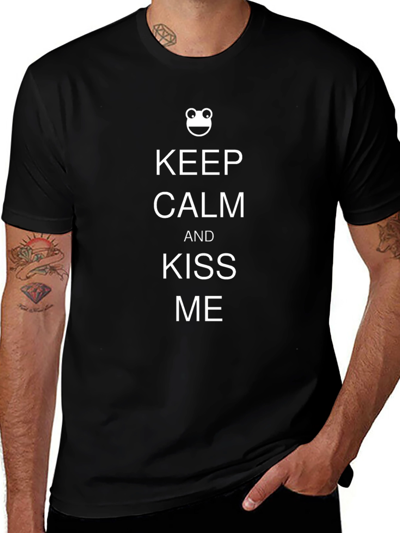 Keep Calm & Kiss Me Black T-Shirt