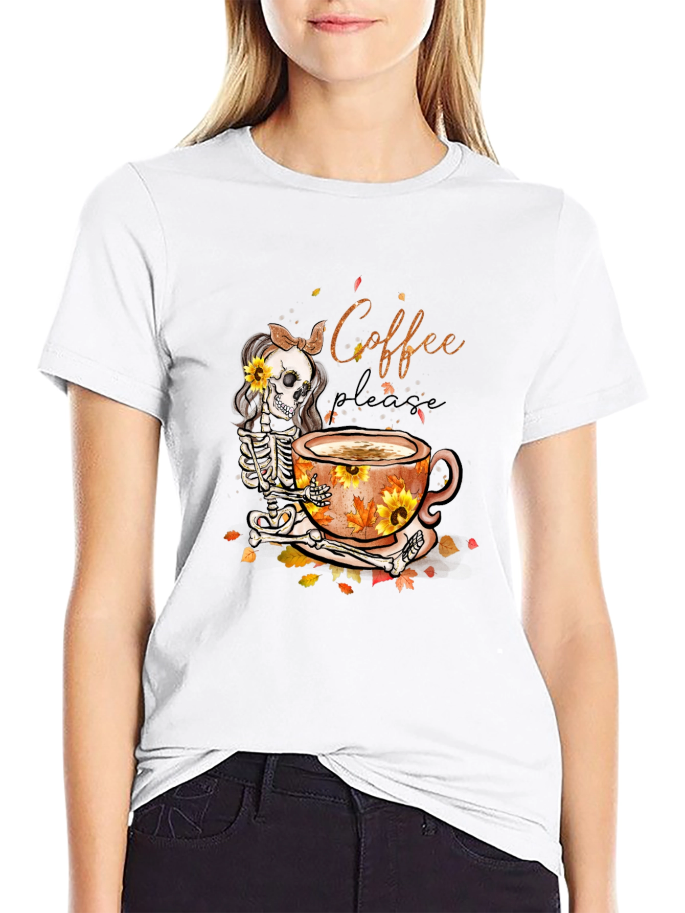 Coffee Skeleton Graphic T-Shirt - Fall Vibes