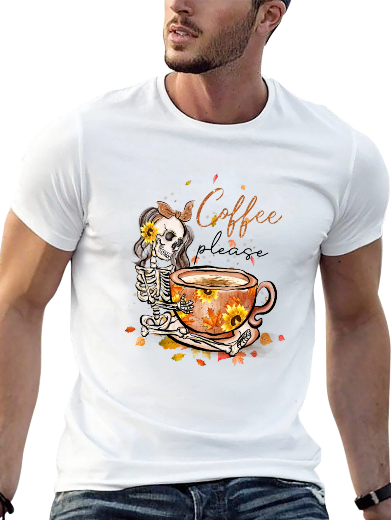 Coffee Skeleton Graphic T-Shirt - Fall Vibes