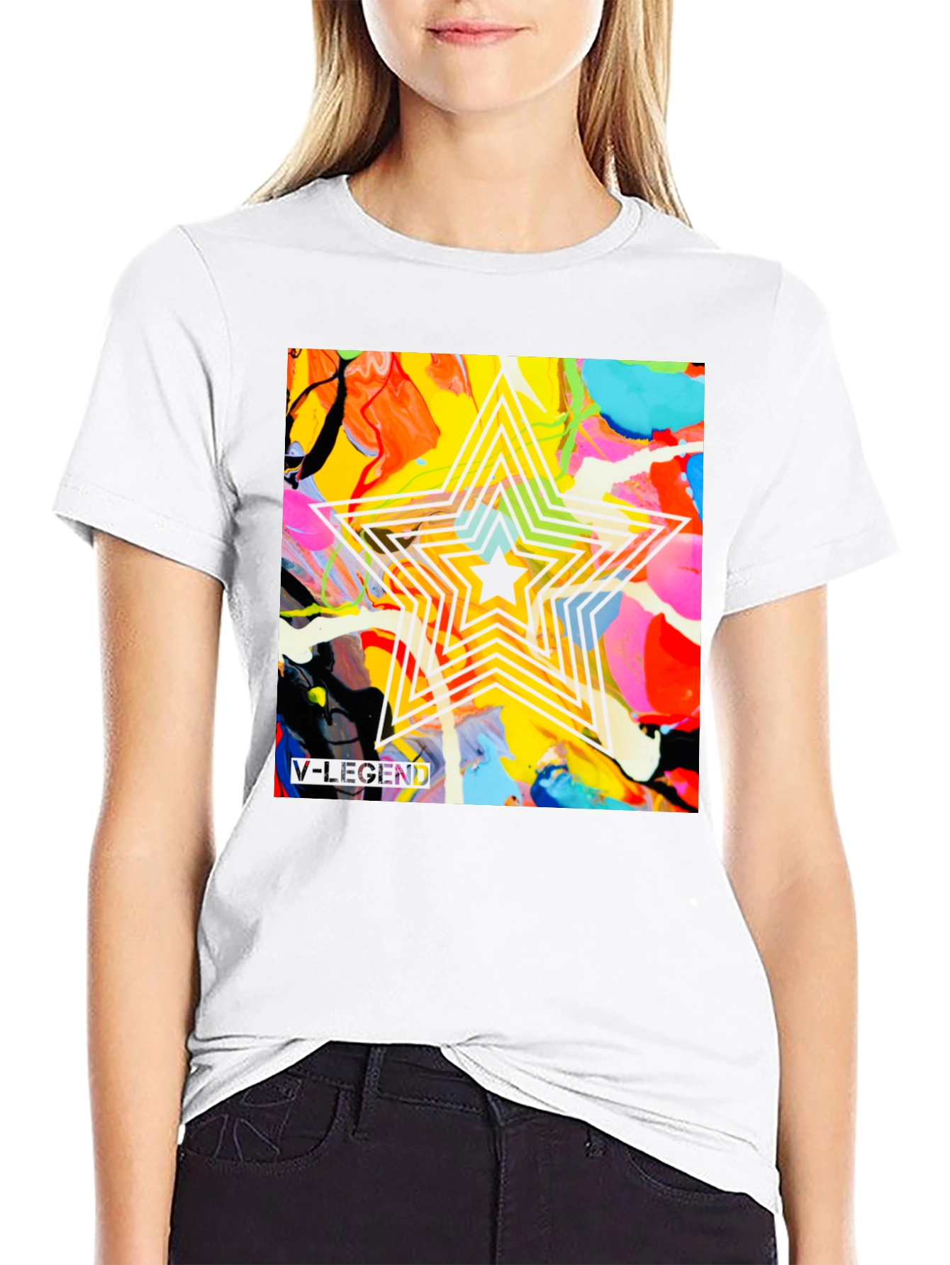 V-Legend Star Abstract Graphic T-Shirt